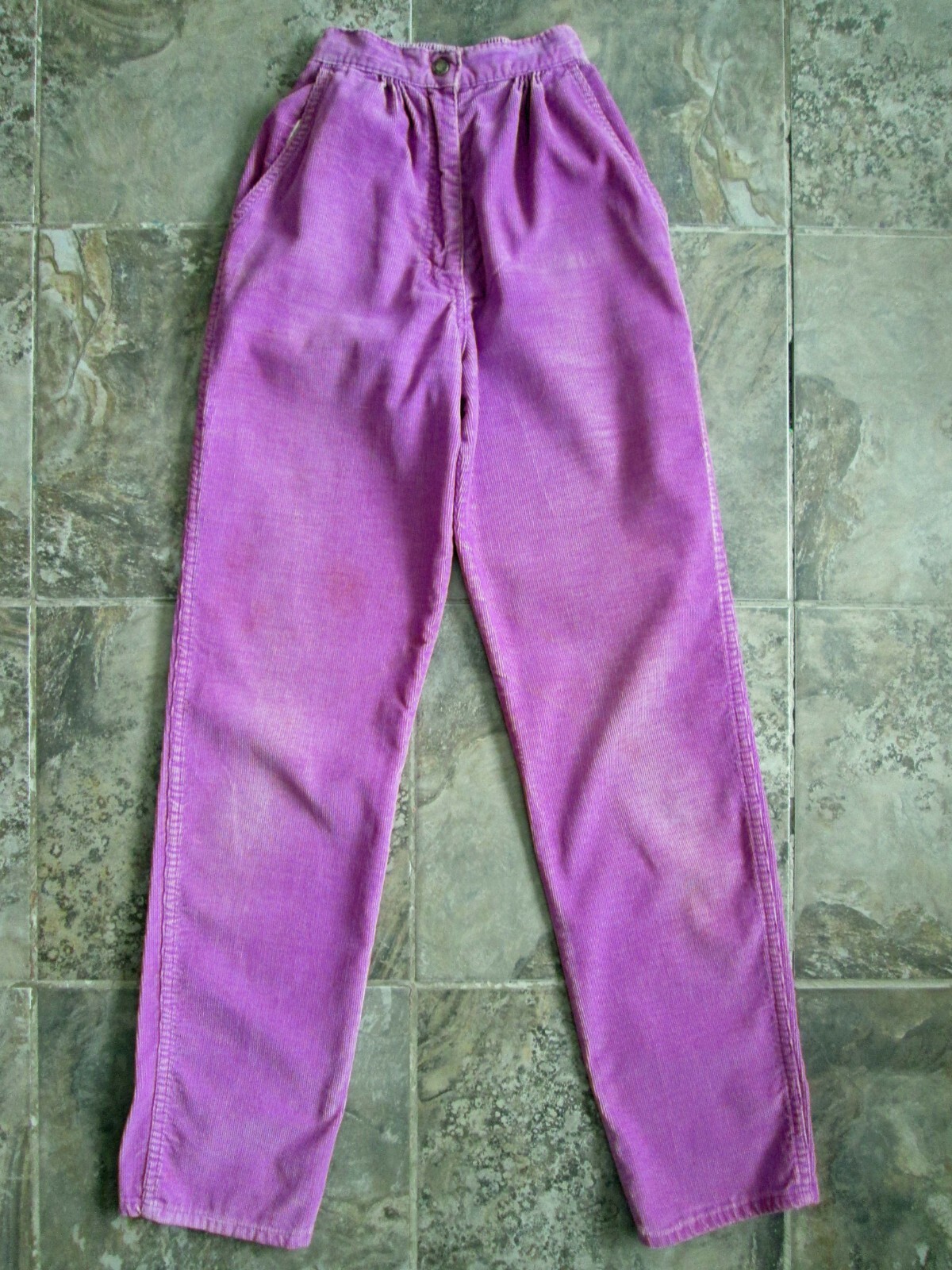 VTG Ocean Pacific Corduroy Pants +/- 22×31 Purple High Waist Tapered Leg Pleated