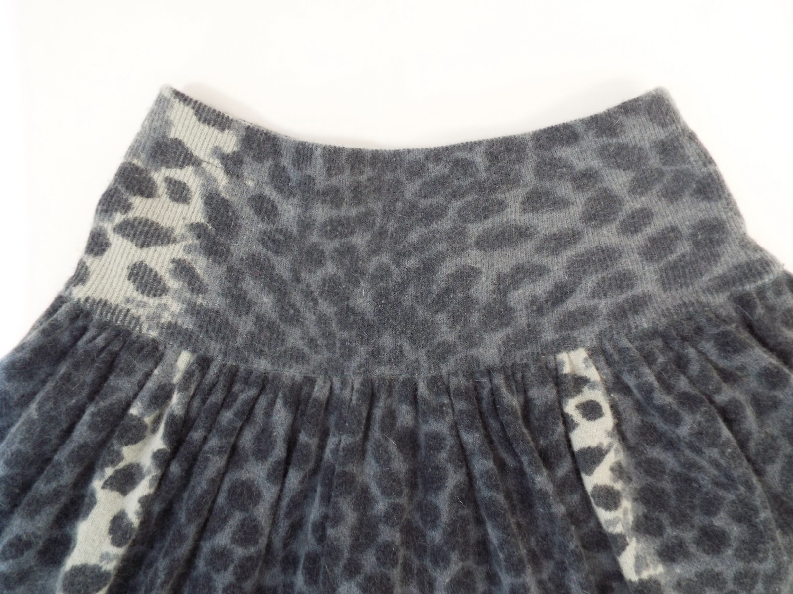 Vintage 1980s KENZO Sweater & Skirt Lambswool Angora Gray Animal Print Blue