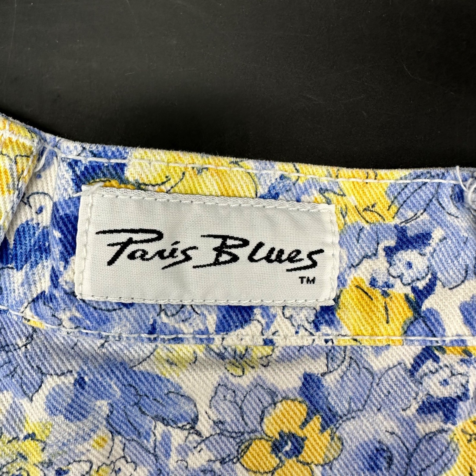 Vintage Shorts Paris Blues Y2K Floral High Waisted Denim Size 5 Blue Yellow