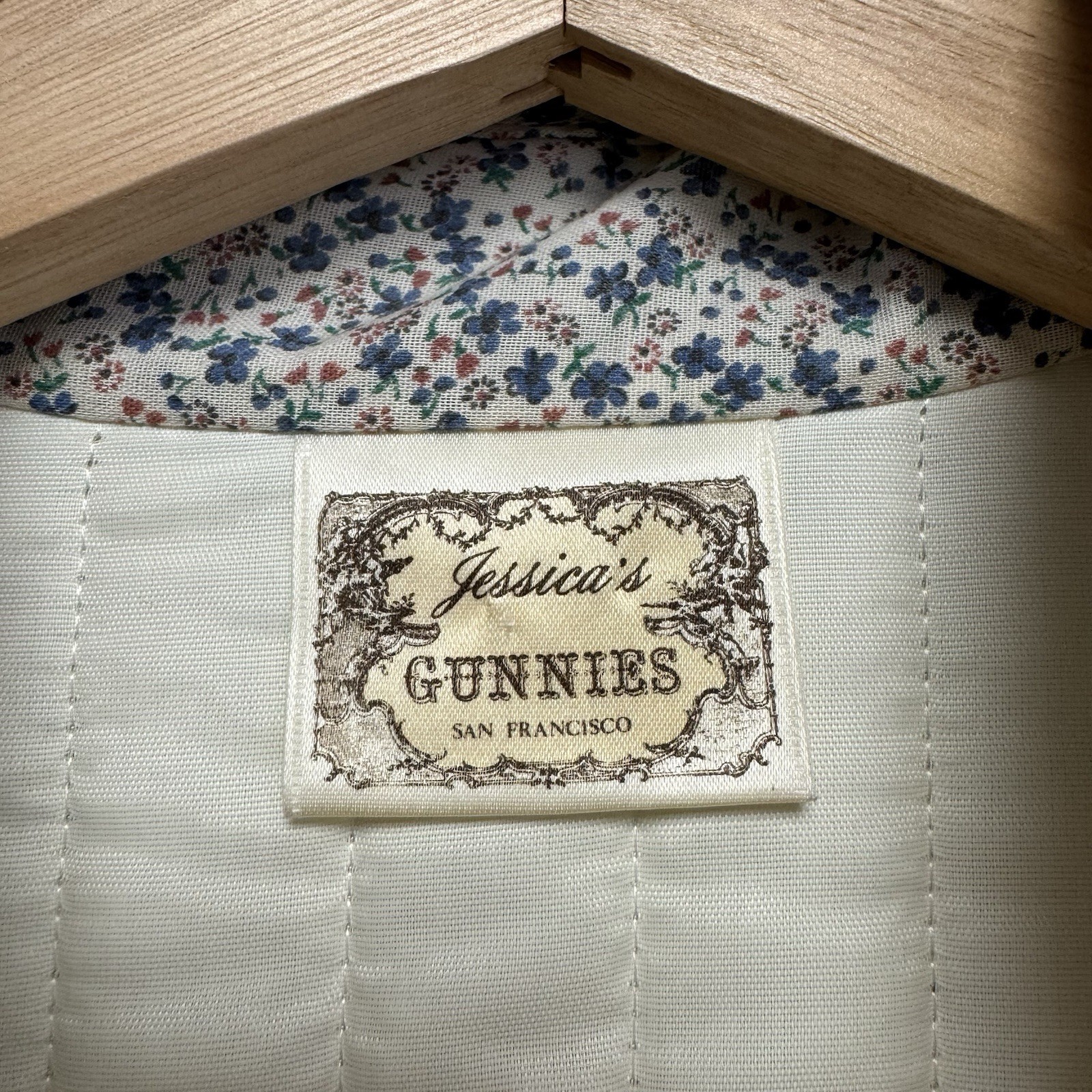 VTG 70s Jessica’s Gunnies Gunne Sax Ivory Floral Ruffle Quilted Jacket Top
