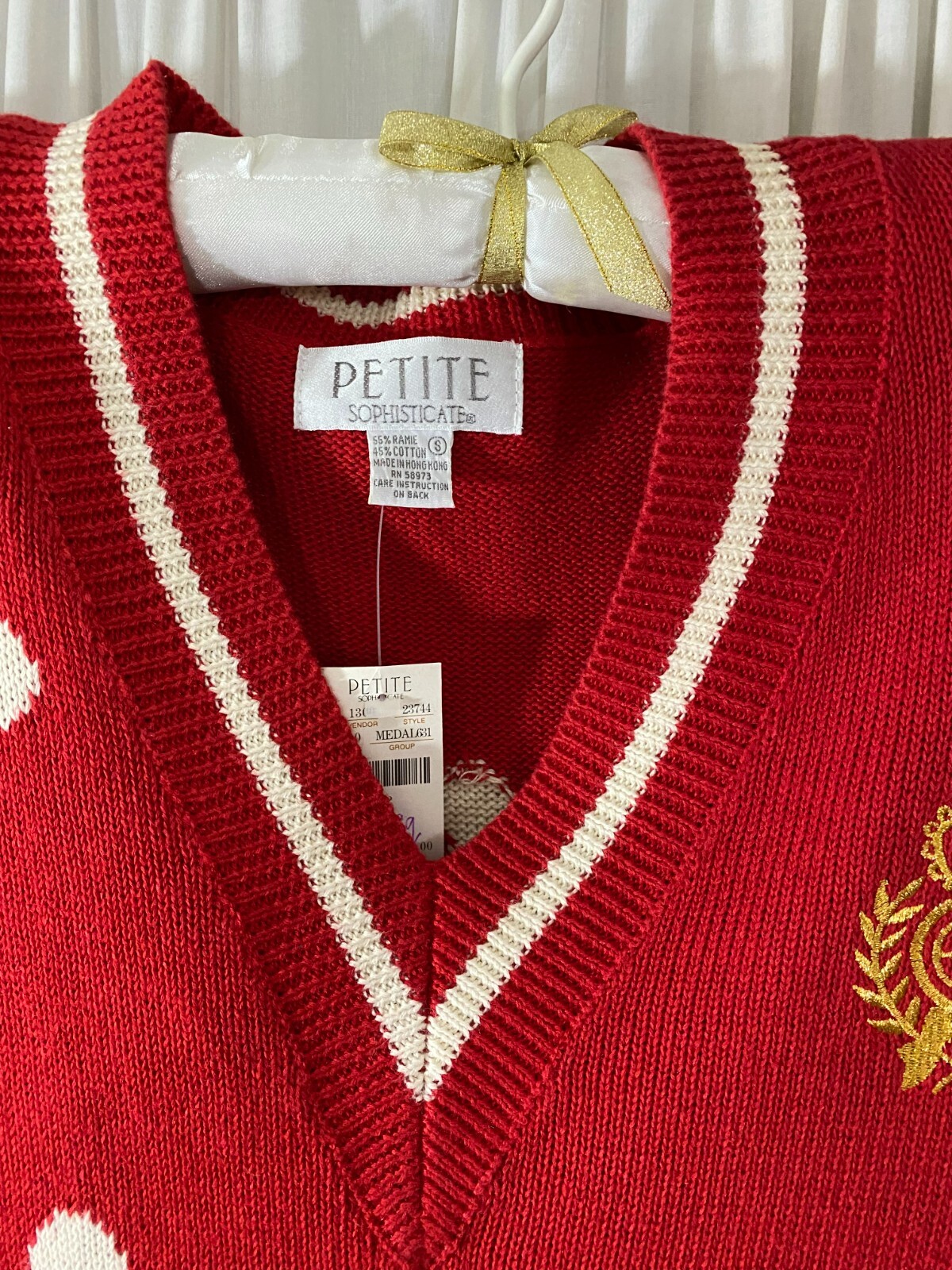 1980s Tunic Sweater-PS-Petite Sophisticate-Red/Gold- MWT -UGLY XMAS SWEATER-SALE