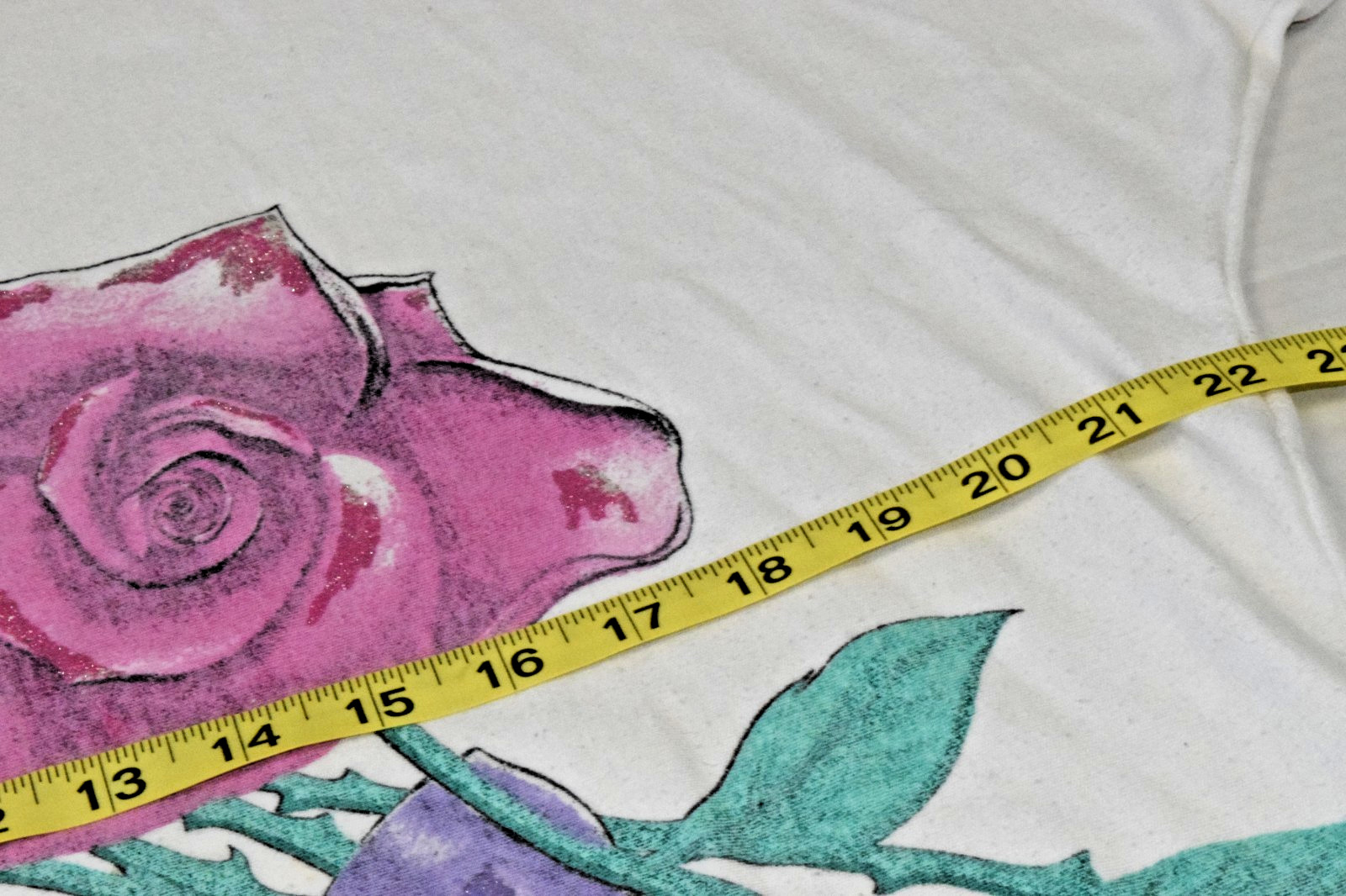 Vintage Shirt One Size Fits All 80s Large Glittery Roses Shoulder Pads Made USA