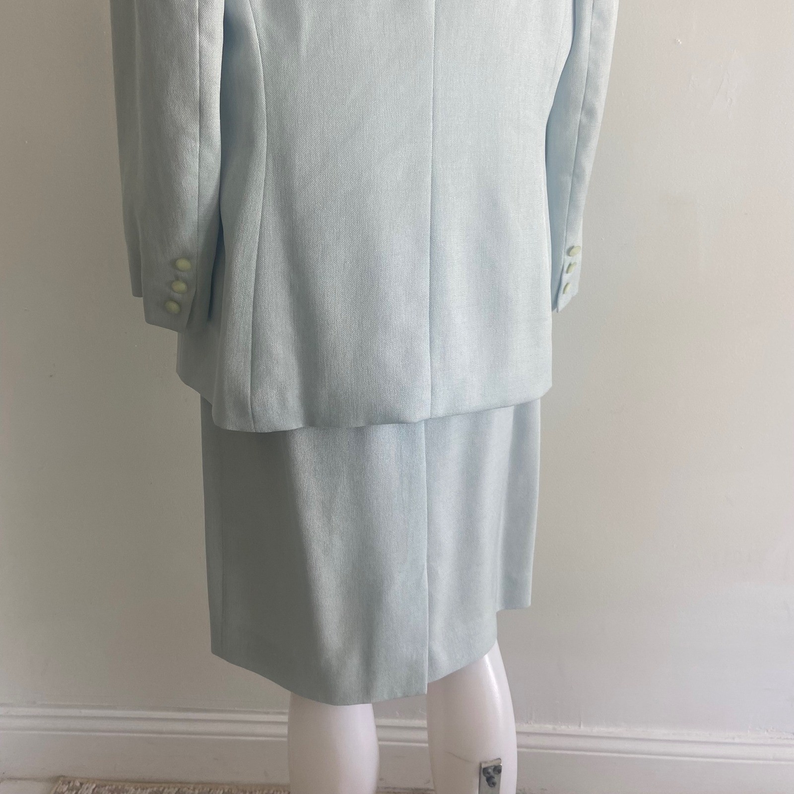 John Meyer of Norwich 3 Piece Skirt Suit Set Light Blue Pastel Size M Vintage