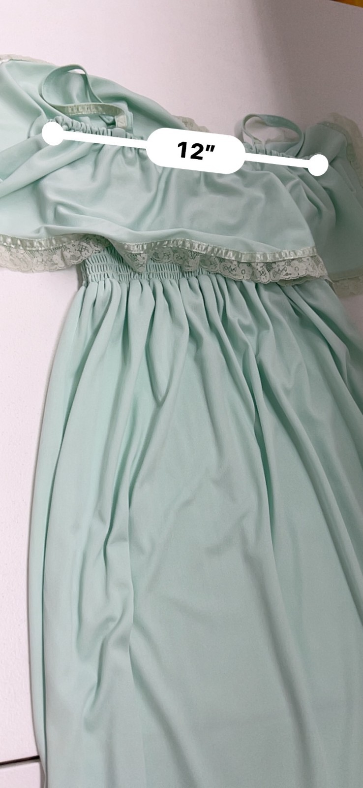 VTG Vicky Vaughn maxi baby doll dress sz S/M – mint green lace ruffle prairie