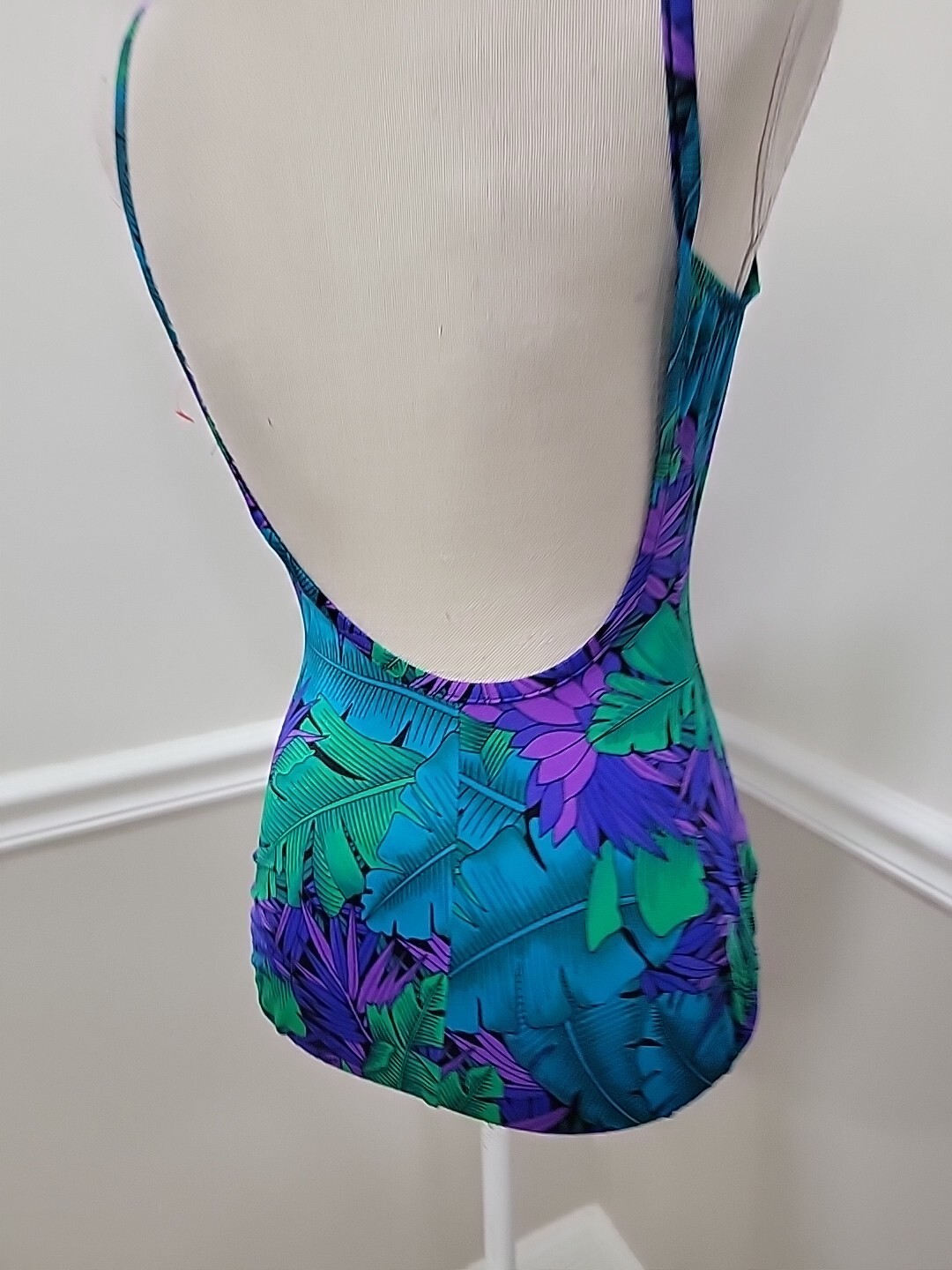 Vintage Classics by Jantzen One Piece Swimsuit 80’s Modest Purple Hawaiian
