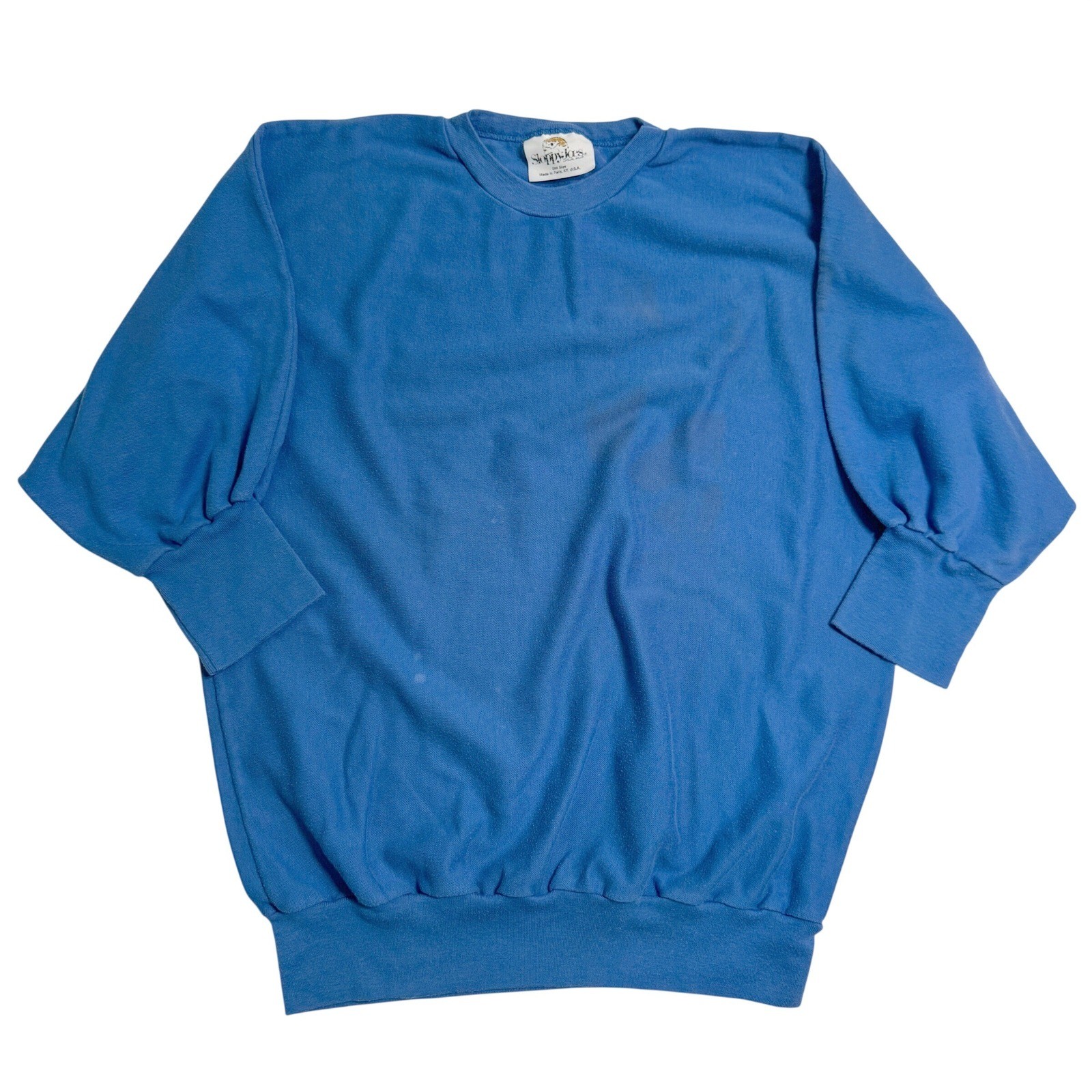 VTG Sloppy Joes Top Uni Size OS Blue Dolman Sleeve Crew Neck Made in USA