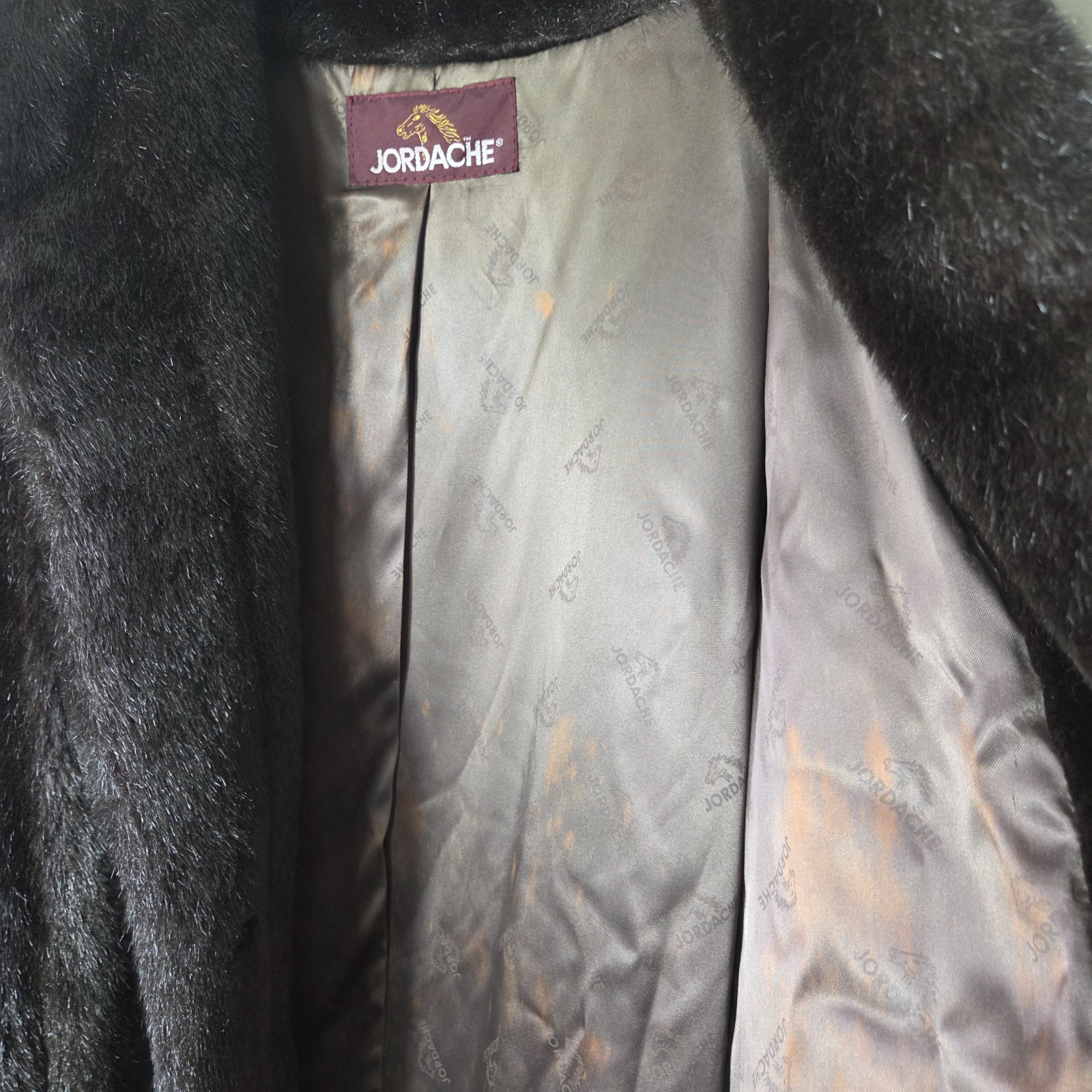 Vintage 1980s Jordache Faux Fur Coat Juniors 13 14 Brown Lined Made in the USA