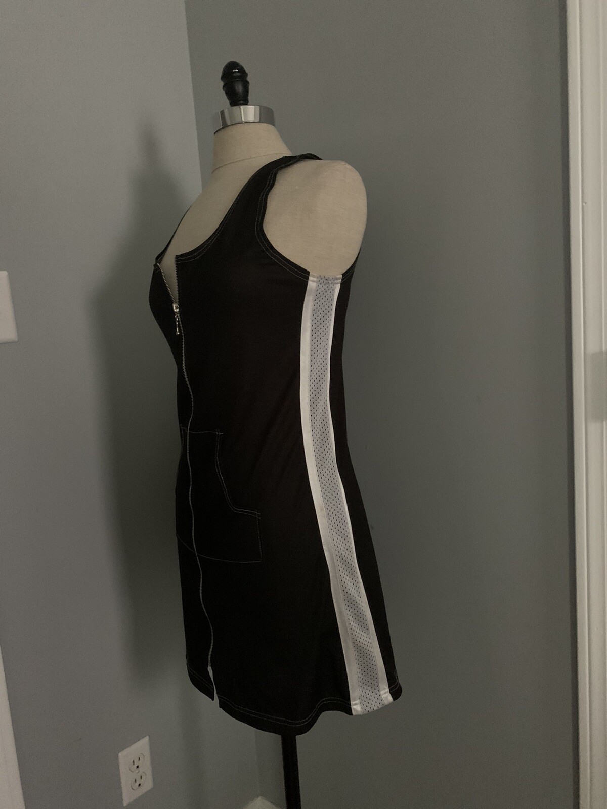 Vintage 90s Raver Dress Light Reflective Cyber Goth Club Kid Mod Futuristic