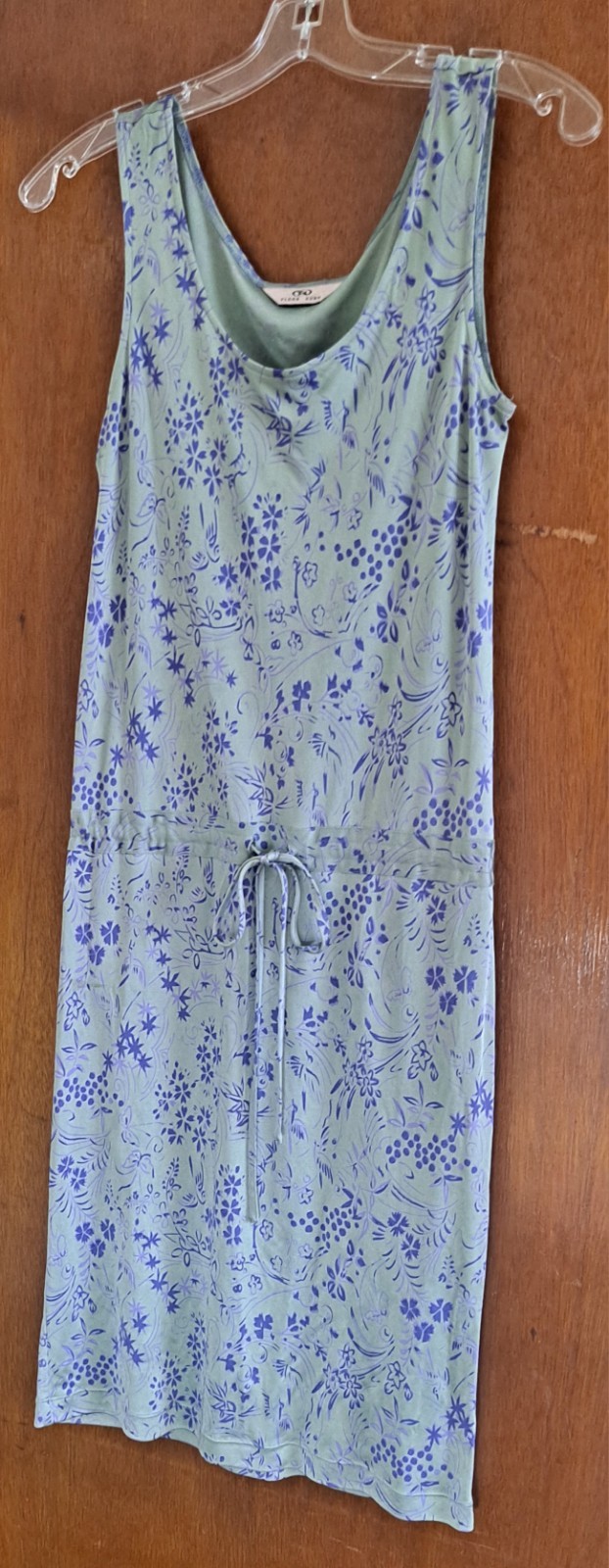 Vtg 80s Flora Kung Silk Jersey Mint Green/Purple Floral Print Sheath Dress 4/ XS