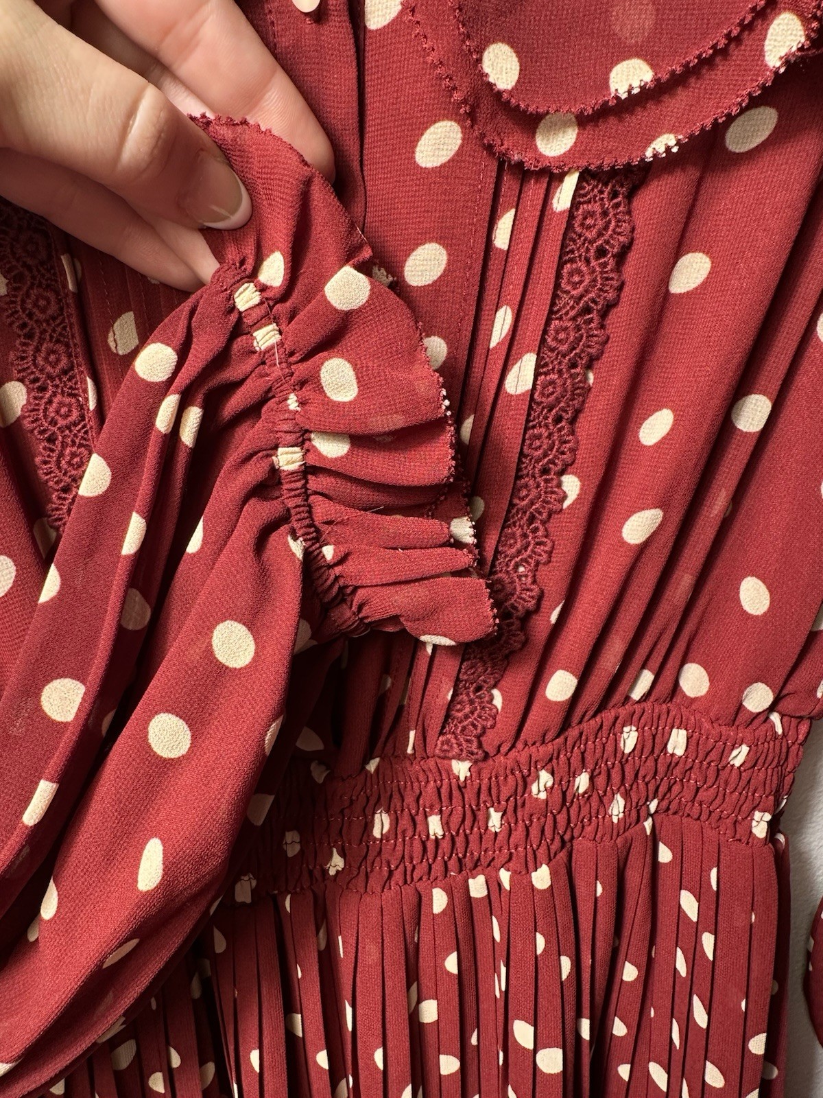 VTG La Chapelle Dress Polka Dots Pleated Skirt Retro Tradwife 40s 60s Twee Girly