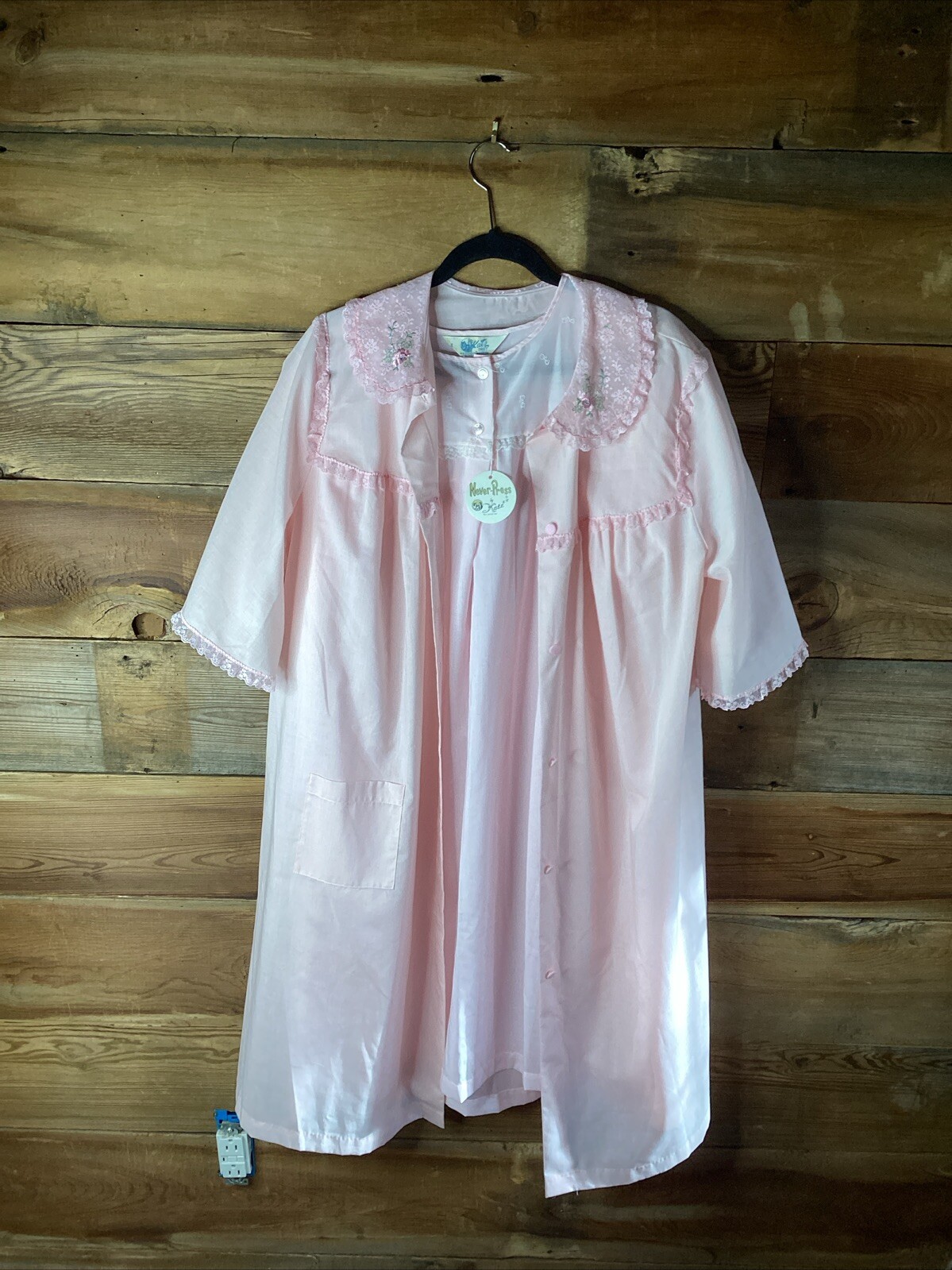 NOS Vtg Katz Shift Midi Nightgown With Pink Sears Preowned Robe Never-Press L