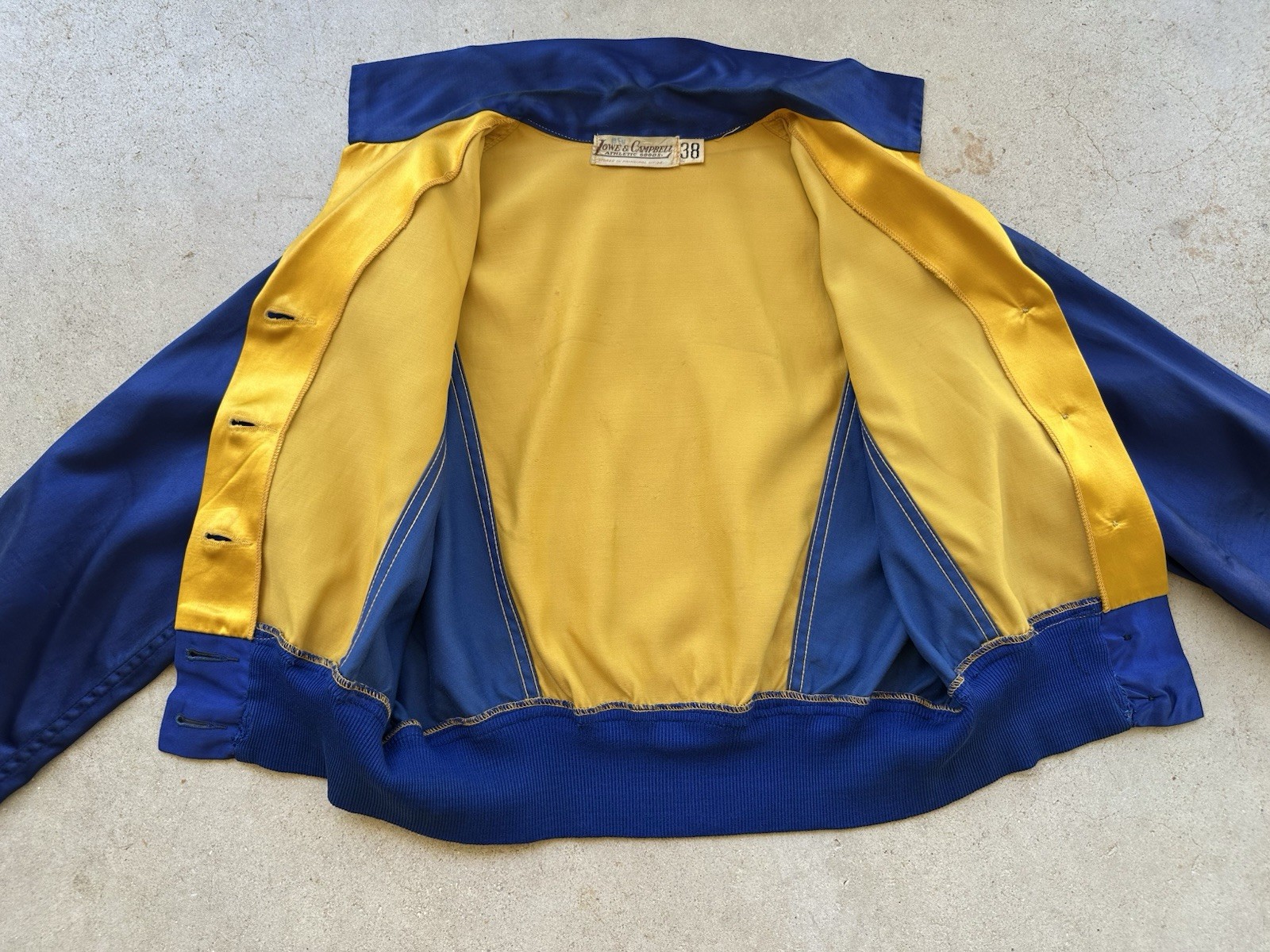 1930s Lowe & Campbell Blue Gold Satin Sportswear Set Western Ranchwear Rodeo