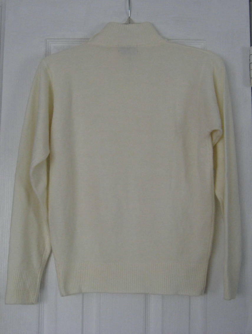1980s Mark Fore & Strike Cream Ivory Off White Turtleneck Gold Buttons Sz S-M