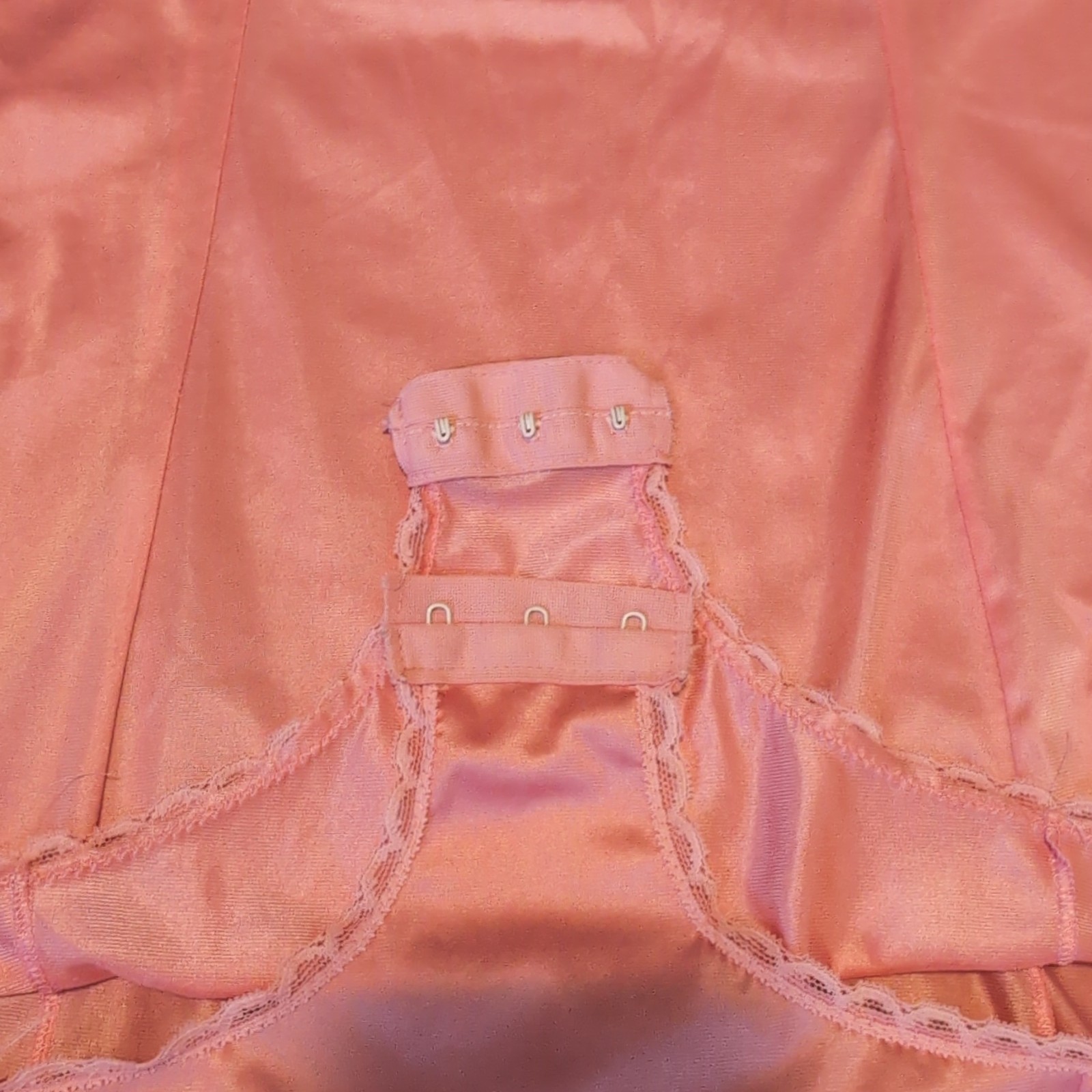Vintage Vassarette Pink Nylon Lace Trim Teddy Romper Bodysuit Size 36