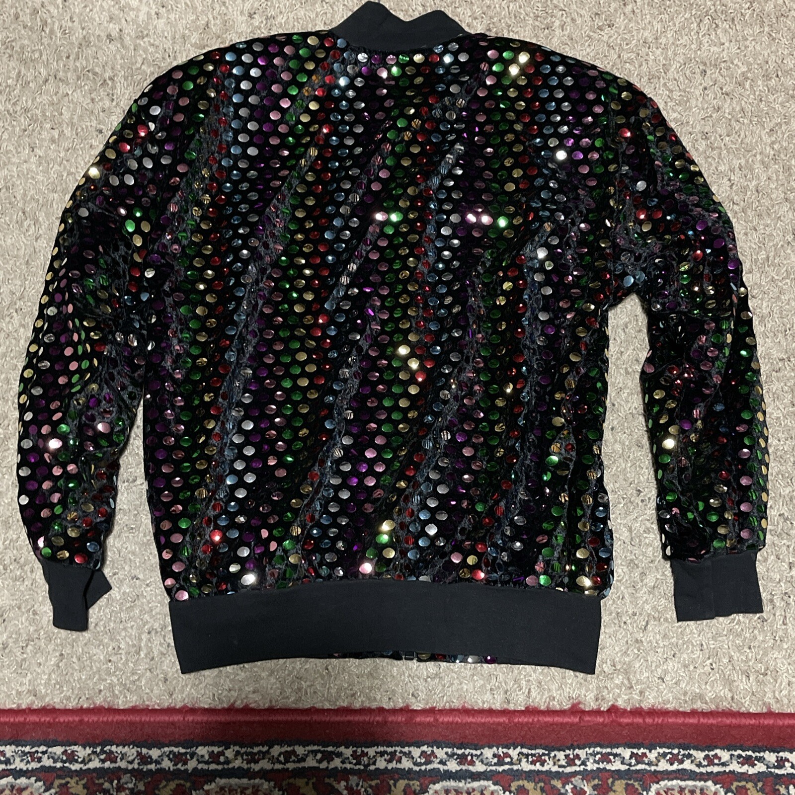 Vintage Velvet Sequin Bomber Disco Dance Jacket Size Small 70s 80s 90s