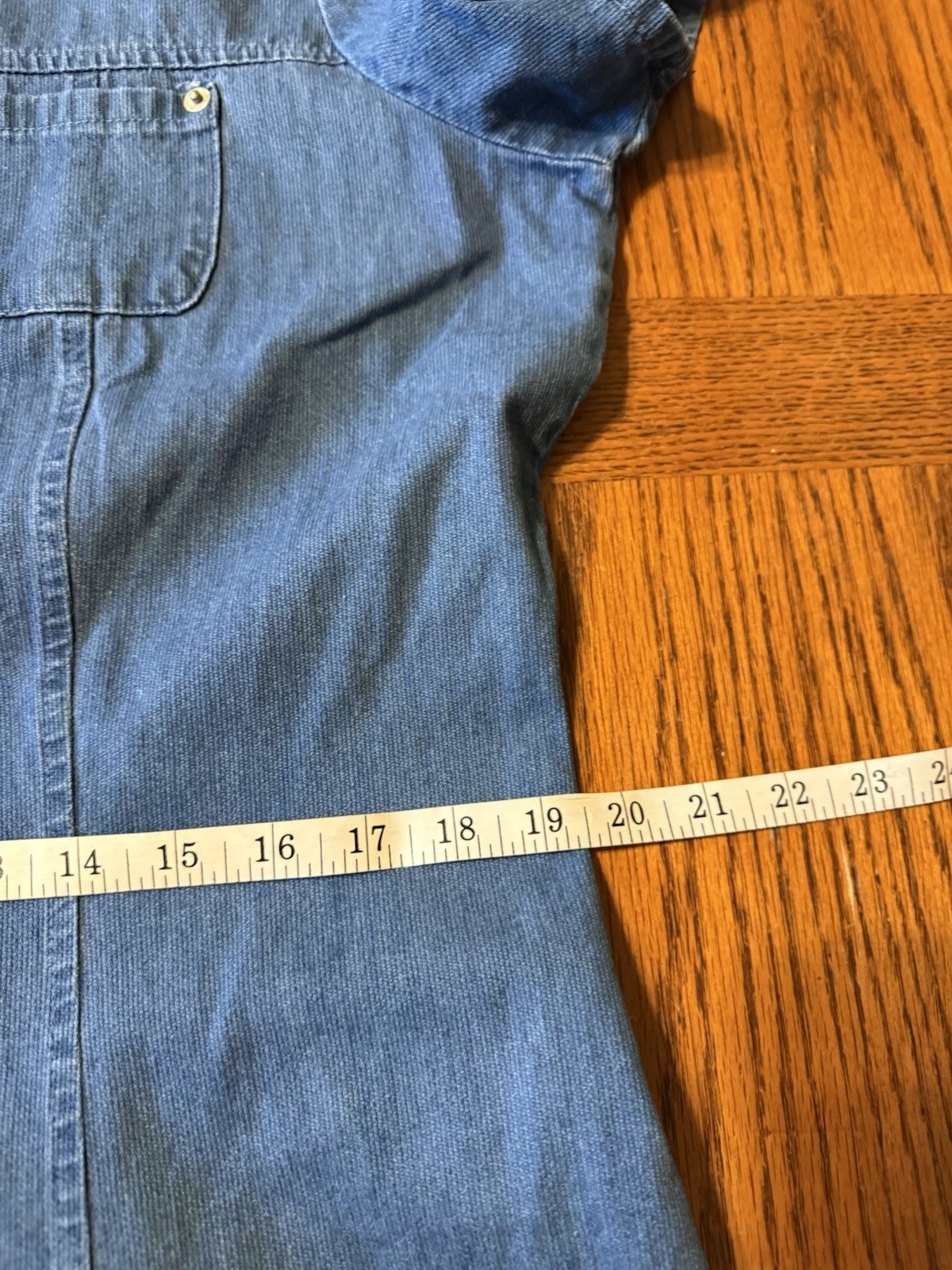 Vtg 90s Tradwife Traditional Faded Glory Button Down Denim Dress Sz 14 Ribbed