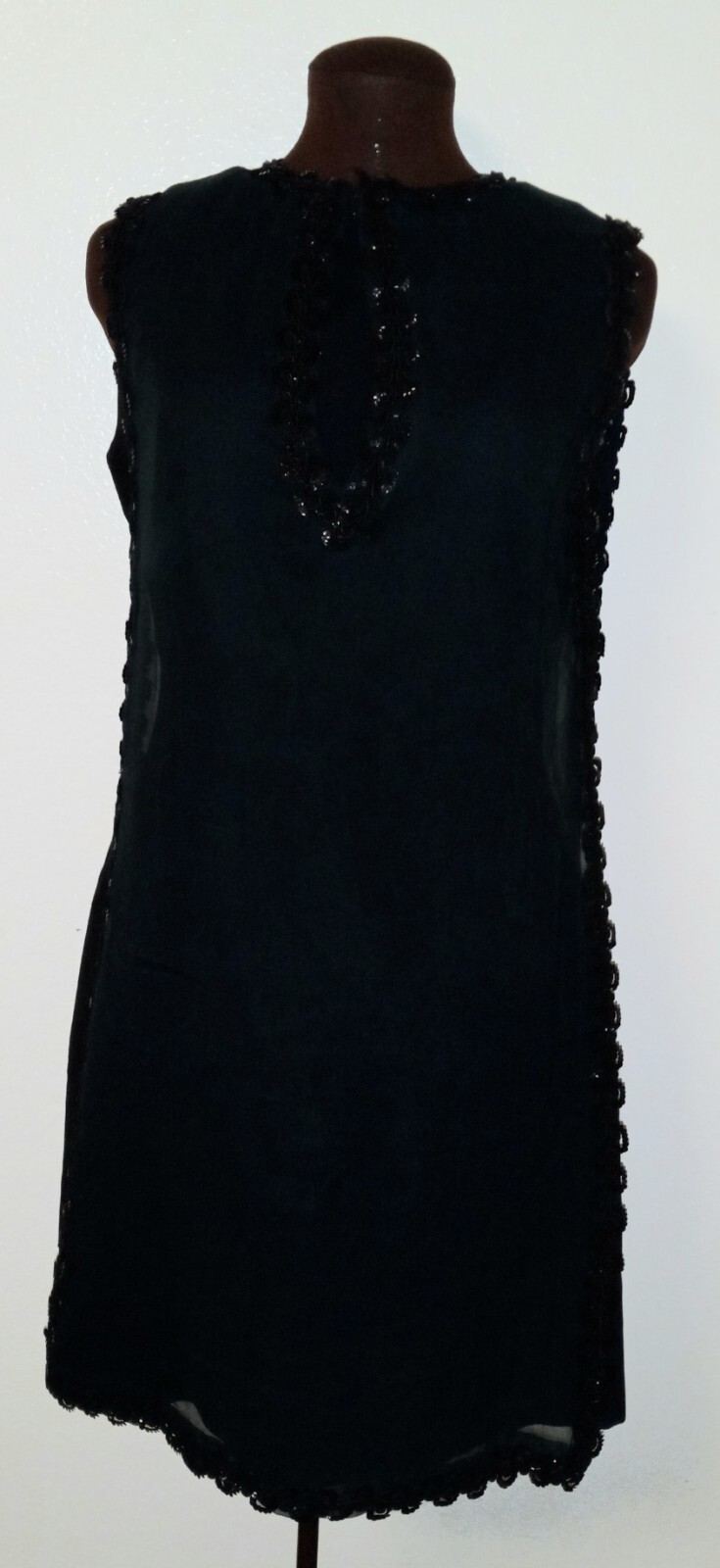 Formal 1960s Dress Bespoke 2 Piece Black Dress With Sheer Overlay Small