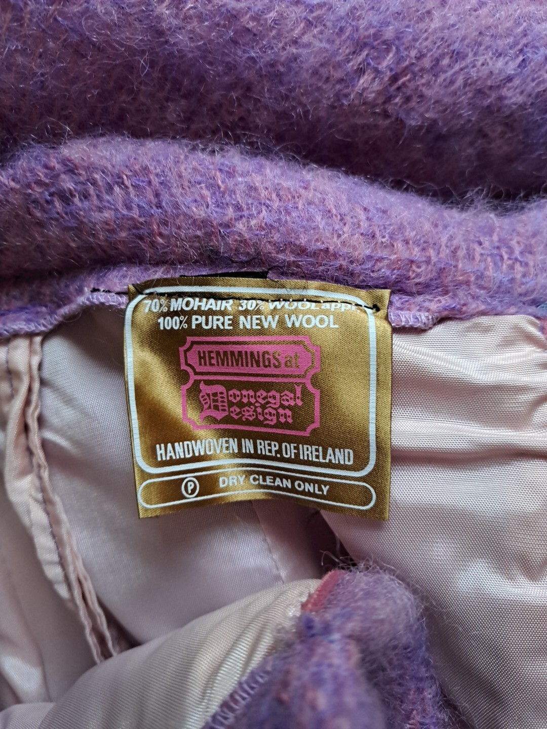 1960s HEMMINGS DONEGAL Irish Mohair Wool Purple Long Skirt Size S Waist 28″