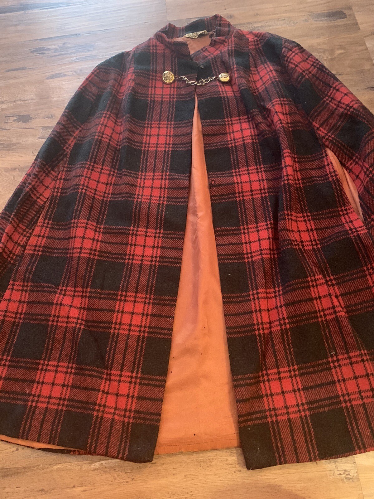 Mod Vintage Tartan Red Plaid Wool Queen Of Capes Country Place Jacket Shawl