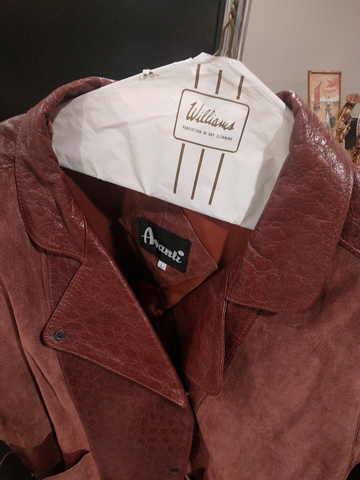 Avanti Genuine Pig Suede Brown BTN Down Jacket Size L Vintage Original Amazing!