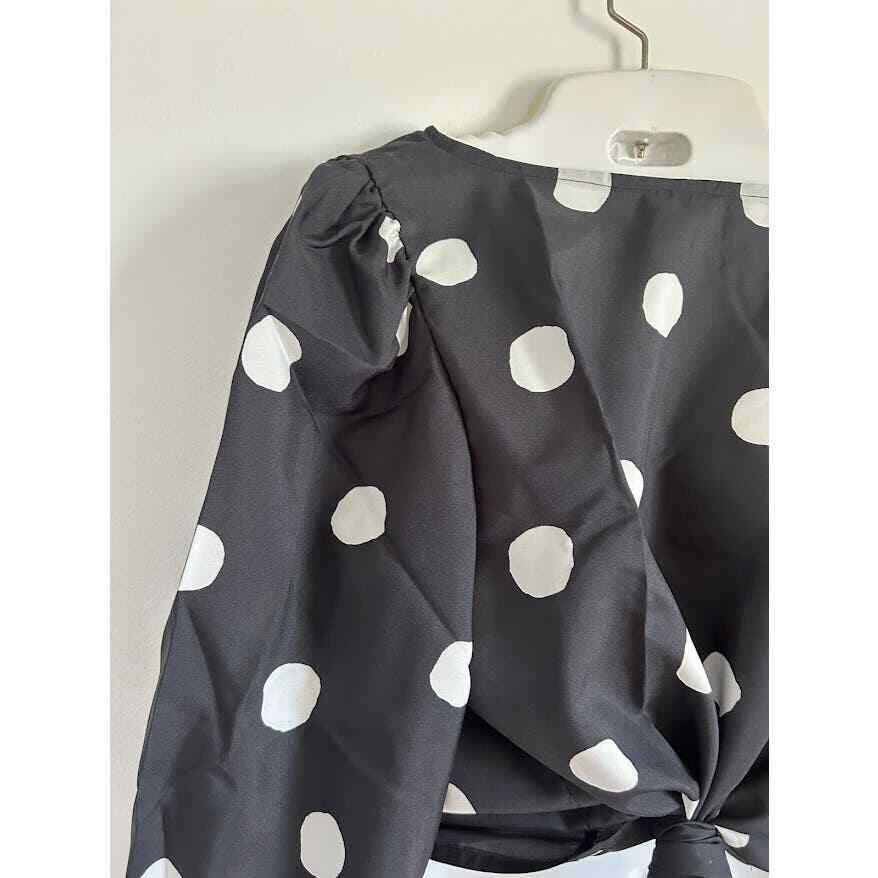 Vintage 80s secretary top size 14 polka dots new old stock puff sleeve