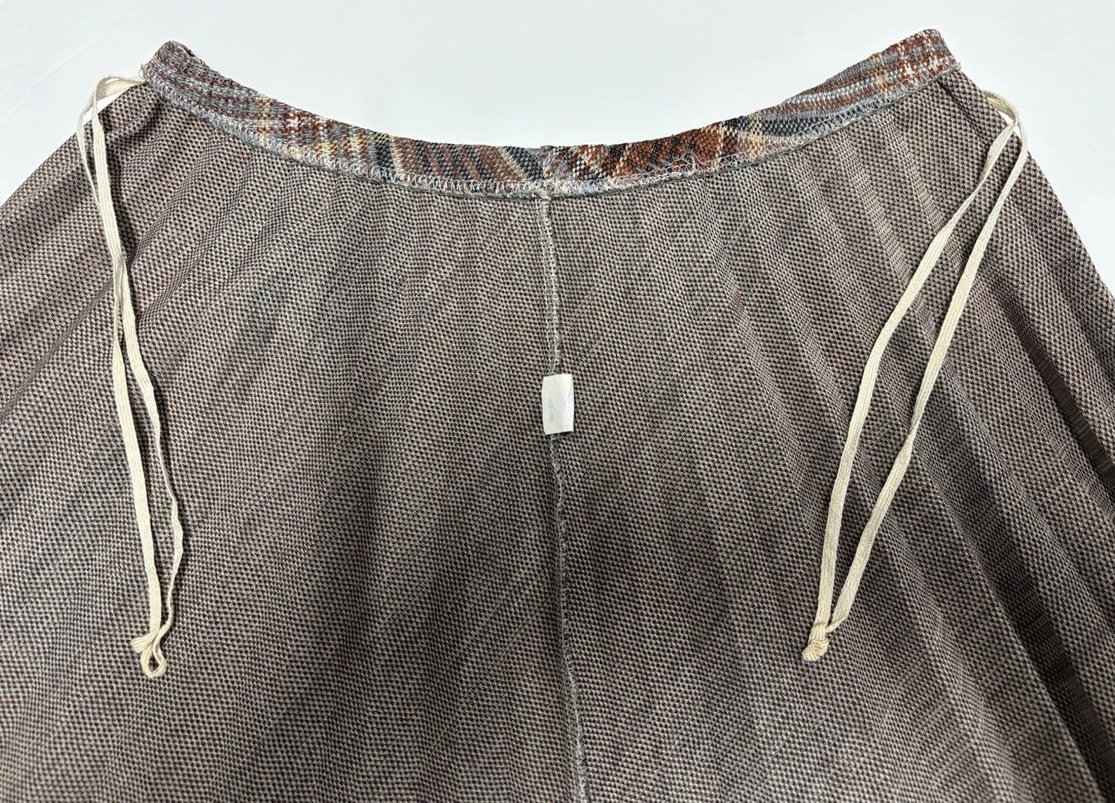 Vintage Pleated Checked Skirt Brown Grey Polyester Academia Classic Size 10 EUC