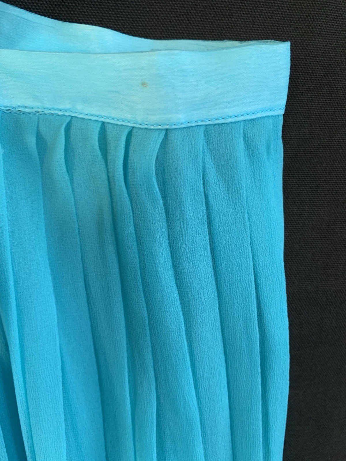 Vintage 1960s Silk Pleated Sheer Knee Length- Teal Blue