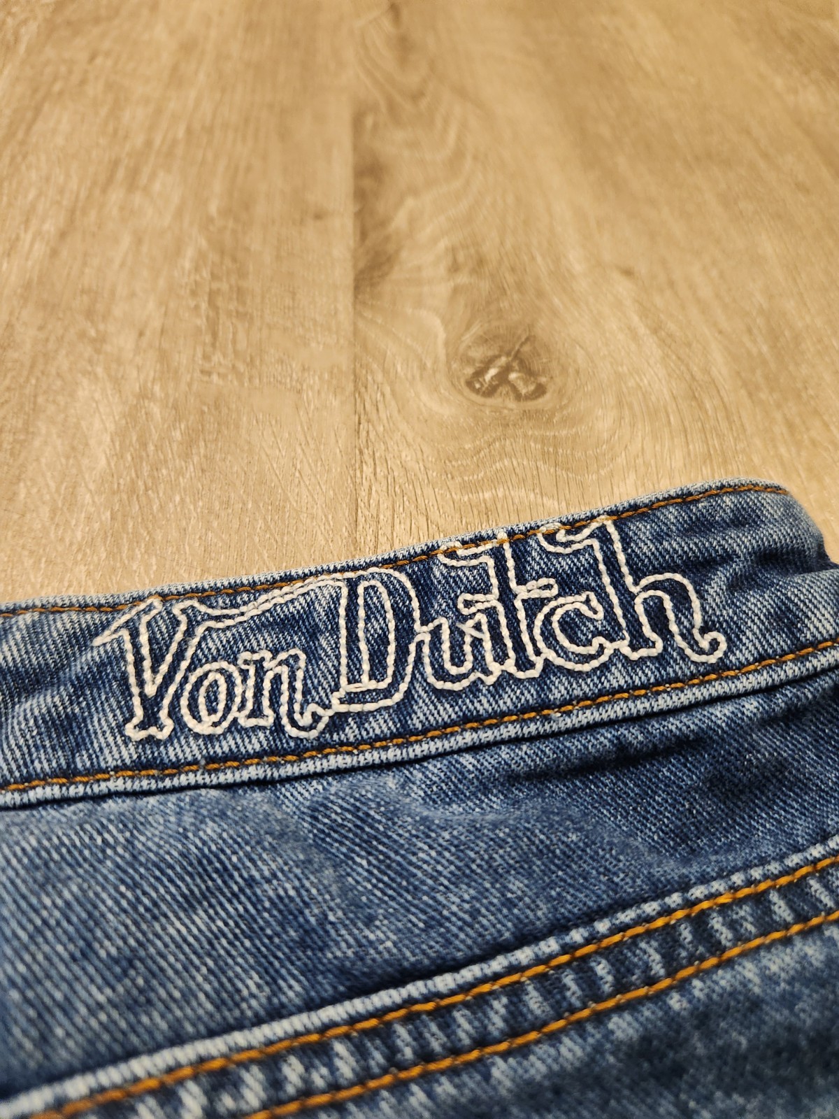 Vintage Von Dutch Jeans Denim Wide Leg Size 7 Y2K Skater Baggy 28×30