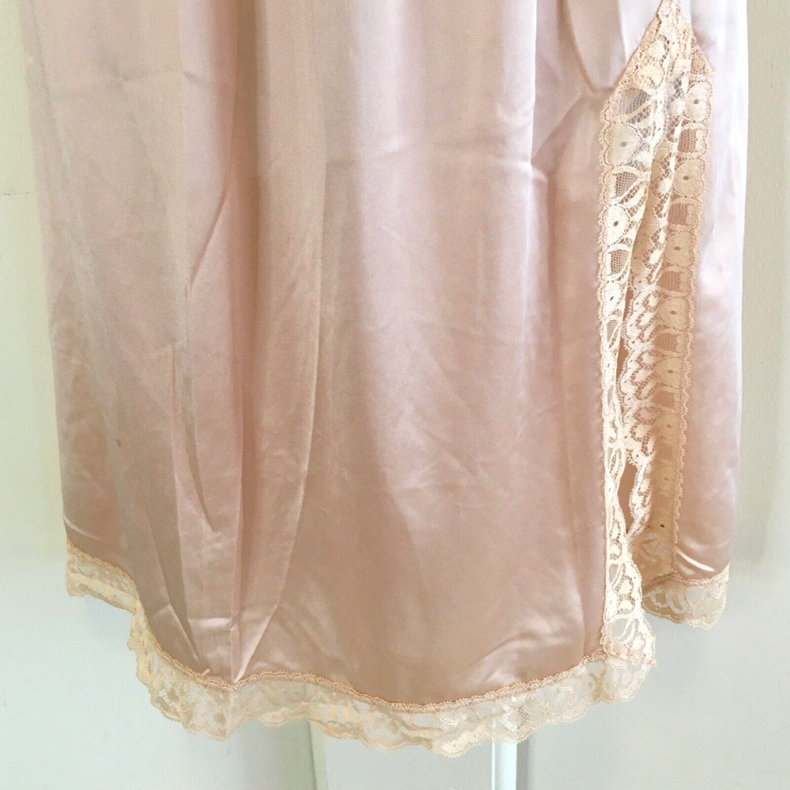 Vintage Half Slip by Blush Sz. Small Champagne Lace Side Slit Nylon NOS NWOT