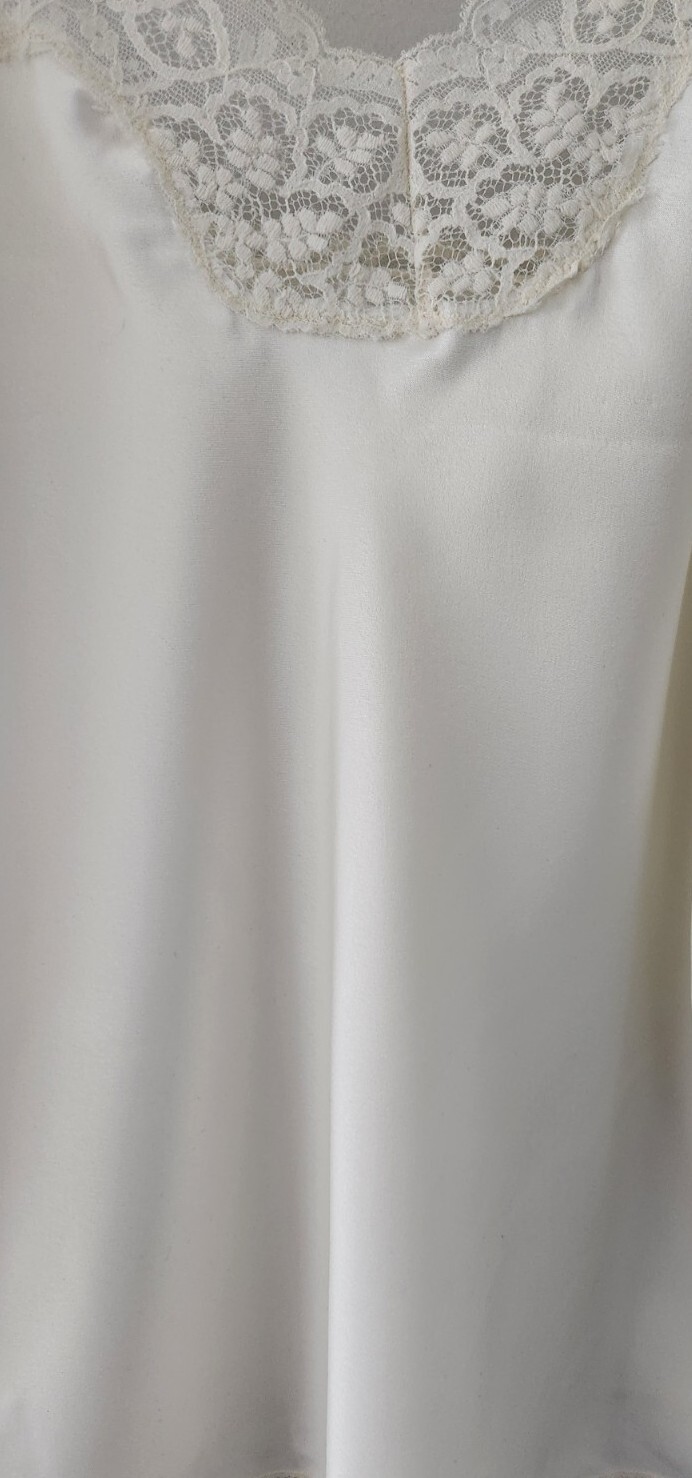 Vtg 80’s Lauren Alexandra White Silky Satin Pijama Set Top & Shorts! L USA