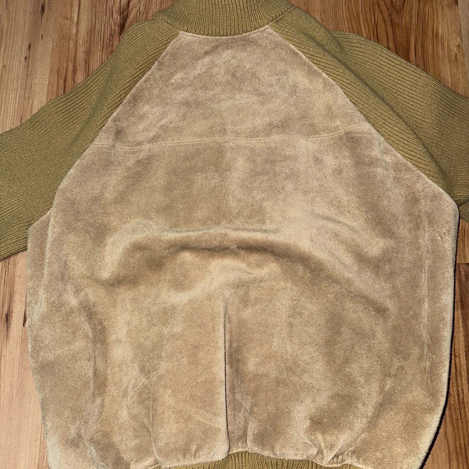 1970s JCPenny Beige/Yellow Cowhide Split Leather Bomber Women’s XL VTG YKK