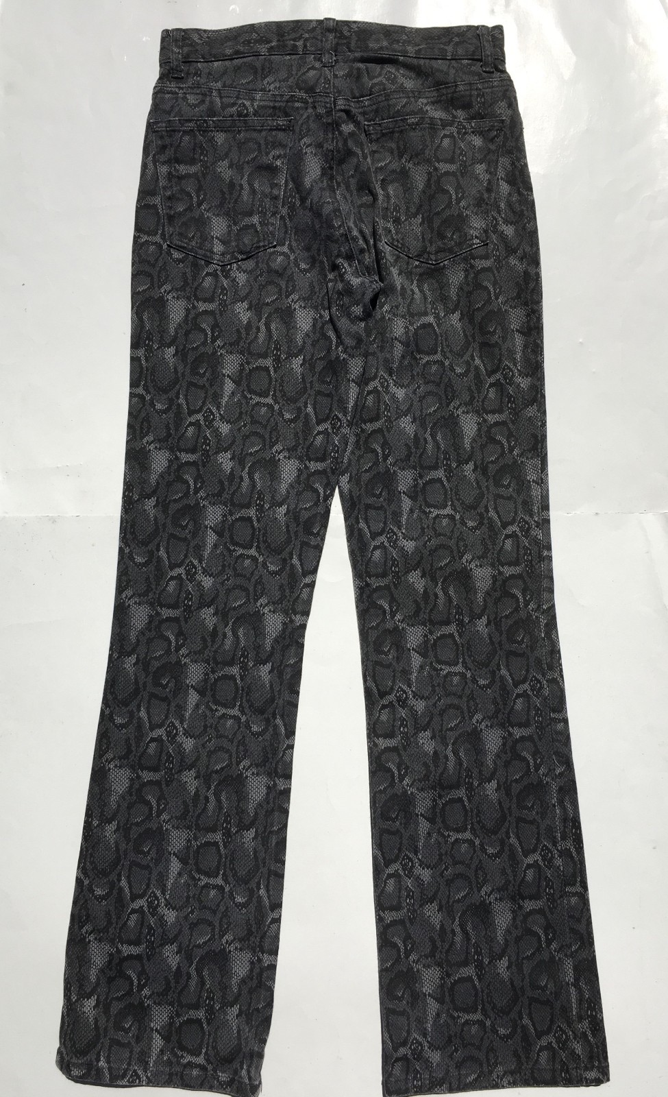 Vintage Y2K Paris Blues Black & Gray Snakeskin Animal Print Pants Stretch Size 7