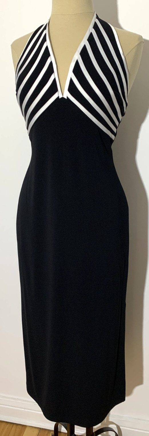 Joseph Ribkoff Vintage Halter Top Black Evening Formal Full Length Dress Size 10
