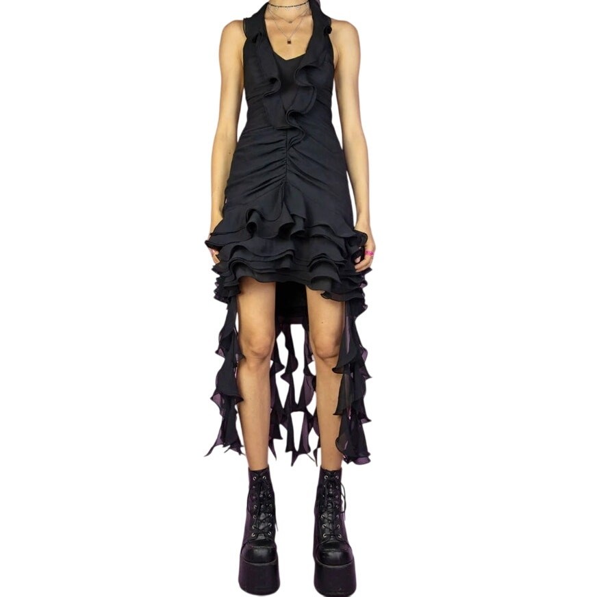 Stunning! Vintage 1990s Marsoni sz 6 Black Cocktail Dress Gown