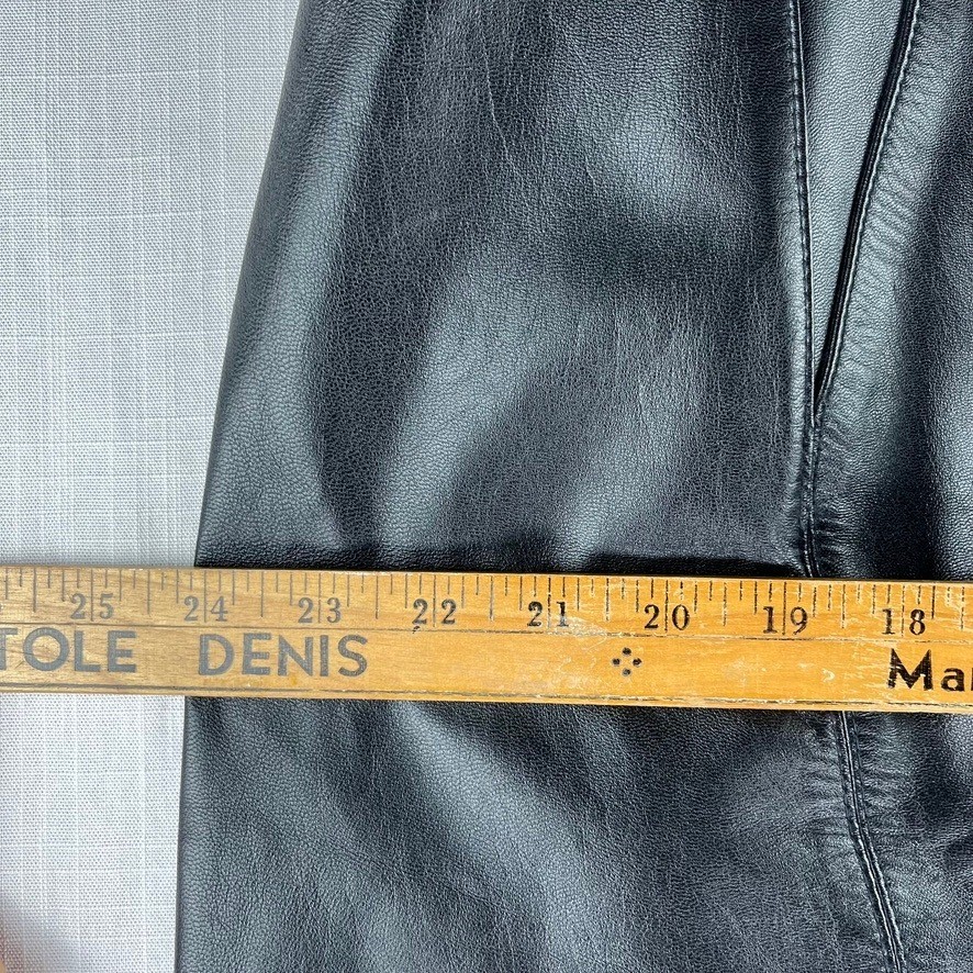 Vintage Antels 100% Leather Midi Pencil Skirt Womens 22 Black 90s High Waist