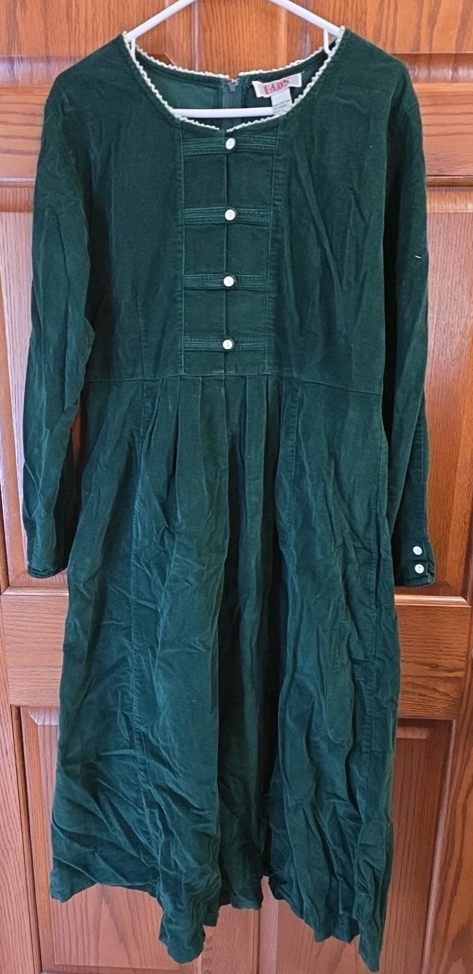 Vintage 90s FADS Emerald Corduroy Dress – Ren Fair Grunge Cottagecore Size 12