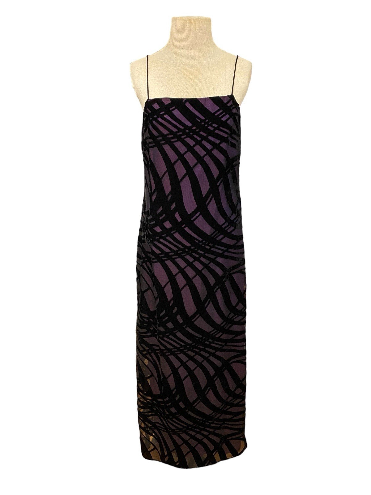 Vintage Arianna by Rachel Kaye Black Purple Velvet Claudie Dress Size 8