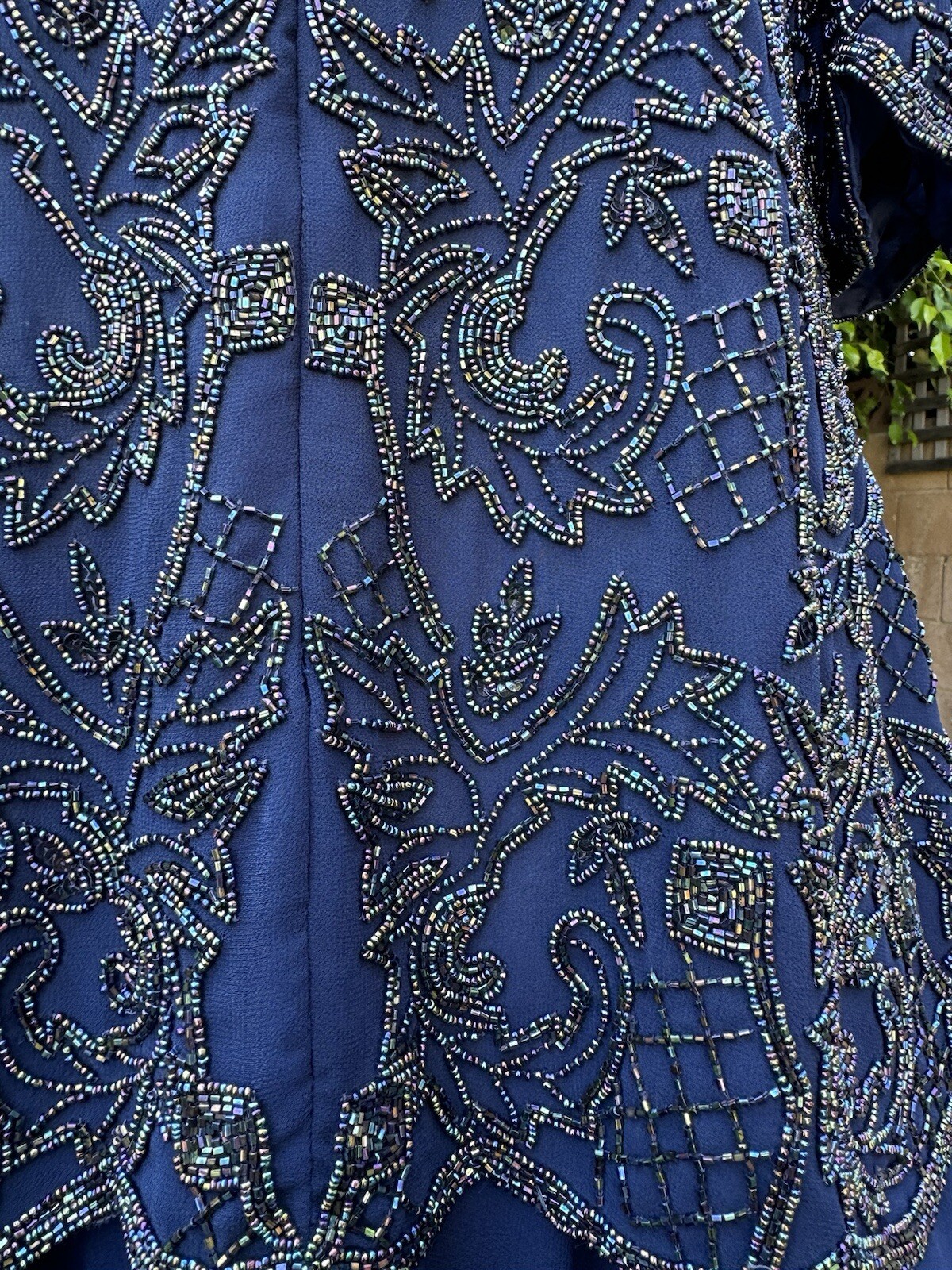 vtg 80/90’s Channa Navy Blue Beaded Mother Of Bride Dress L/XL Chiffon Wedding