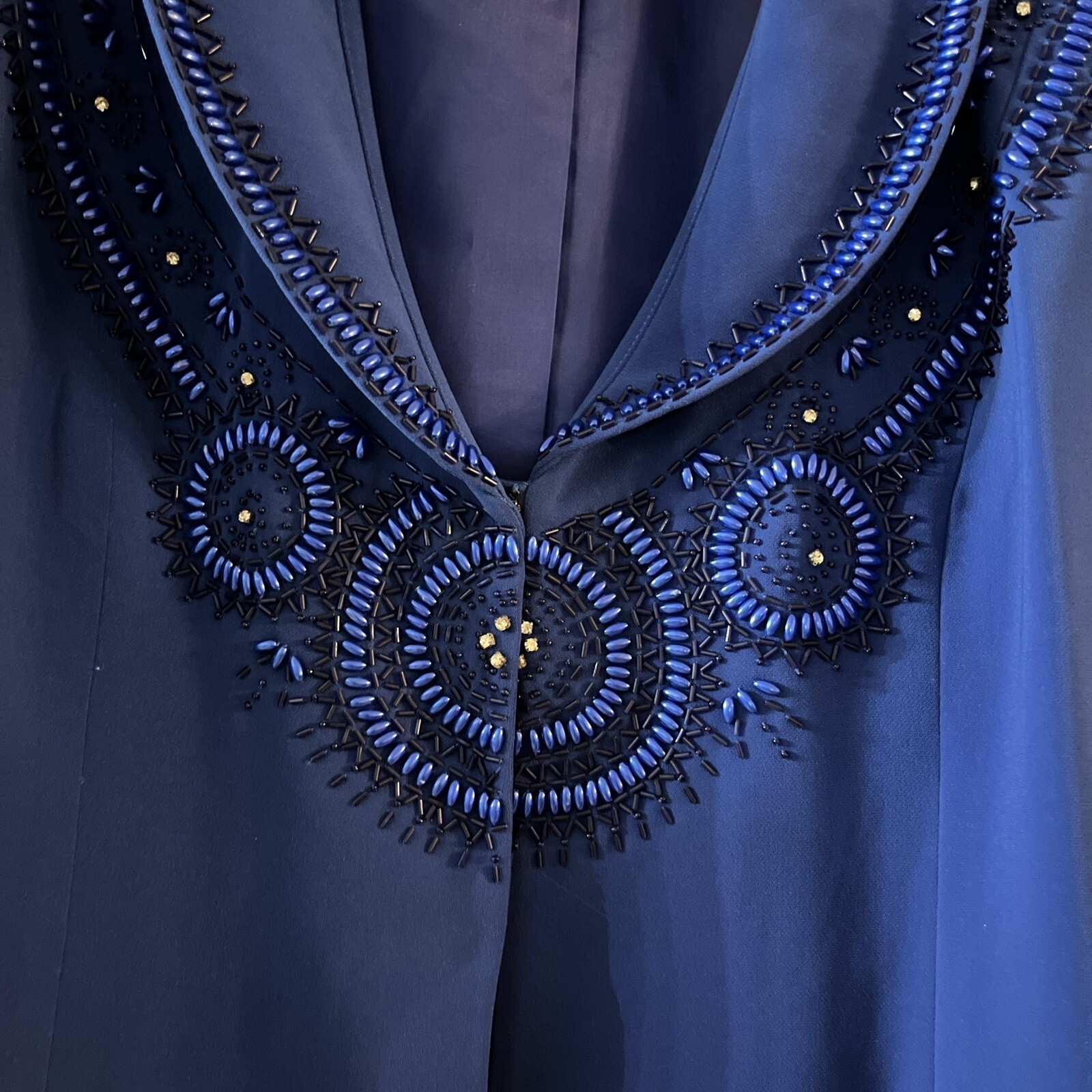 Vintage Elite Champagne Royal Blue Women Size 20 Blazer Embellished Gorgeous