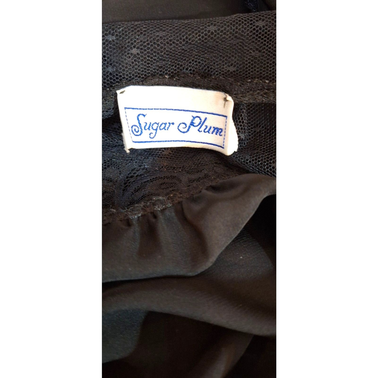 Sheer Black Sugar Plum Lingerie 60’s 70’s Robe Lace & Ruffled Long Sleeves Sz. S