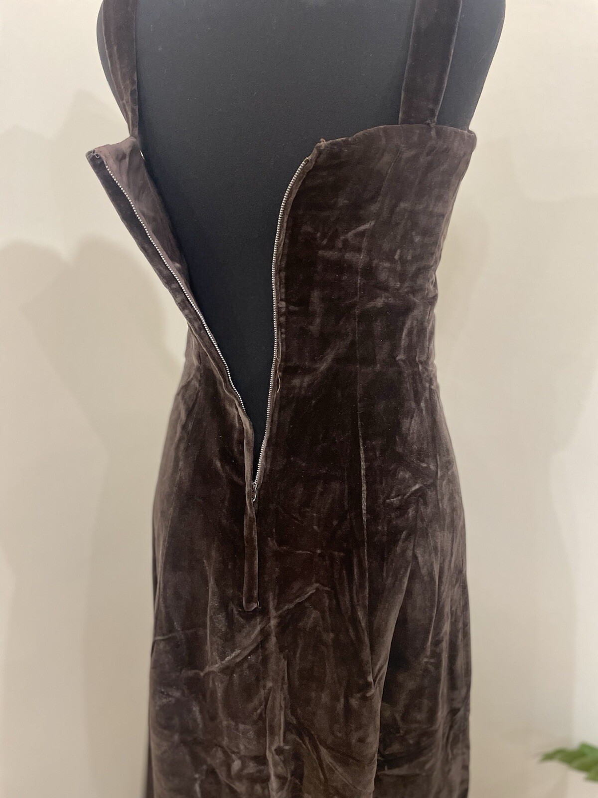John Charles of London Vintage Velvet Dress Long Brown Evening Gown