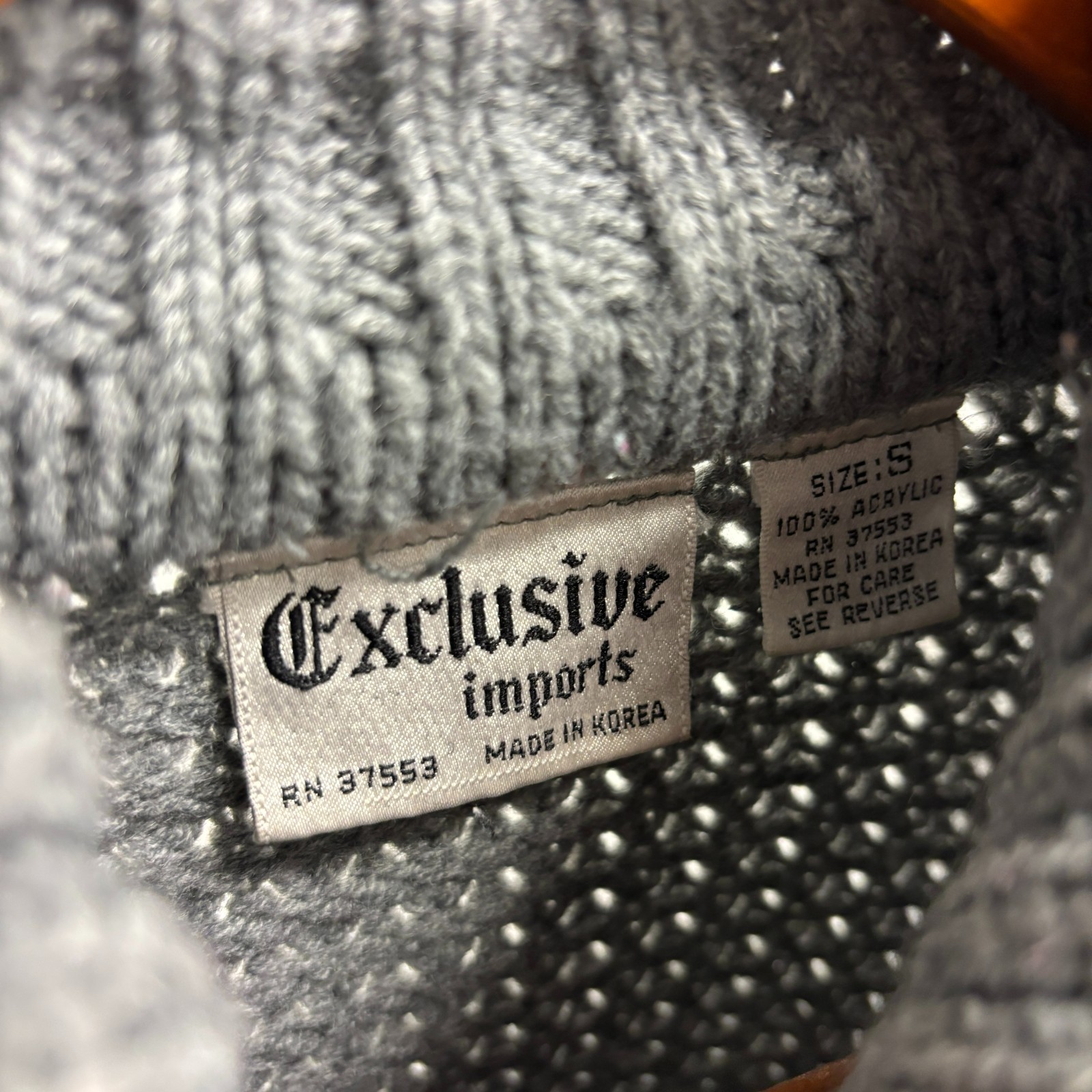 Vintage 80s Womens Sweater By Exclusive Imports Korea Gray Collar Knit Small