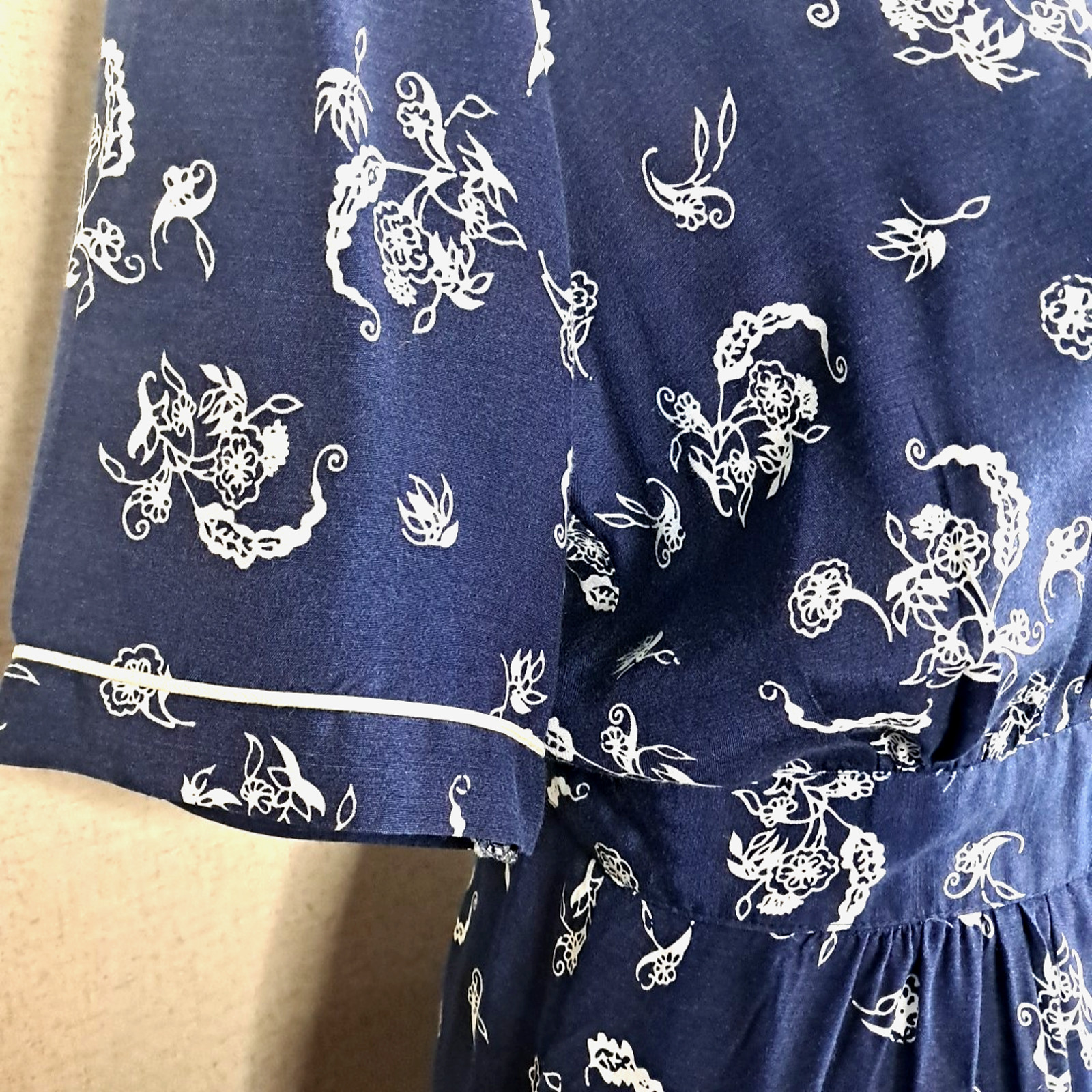 90’s Karen Stevens Floral Lace Collar Pencil Midi Dress Size 6 Blue Cottagecore