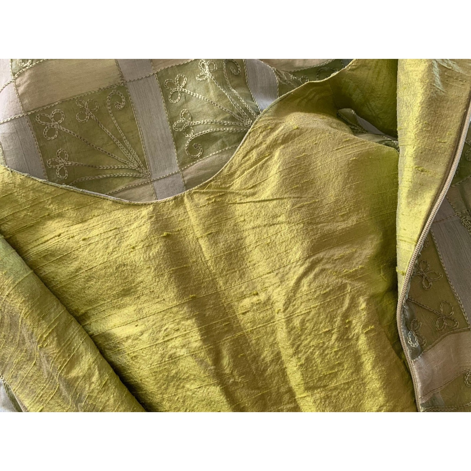 Vintage 1960s Chartreuse Green Silk Sheer Embroidered Organza Sheath Dress