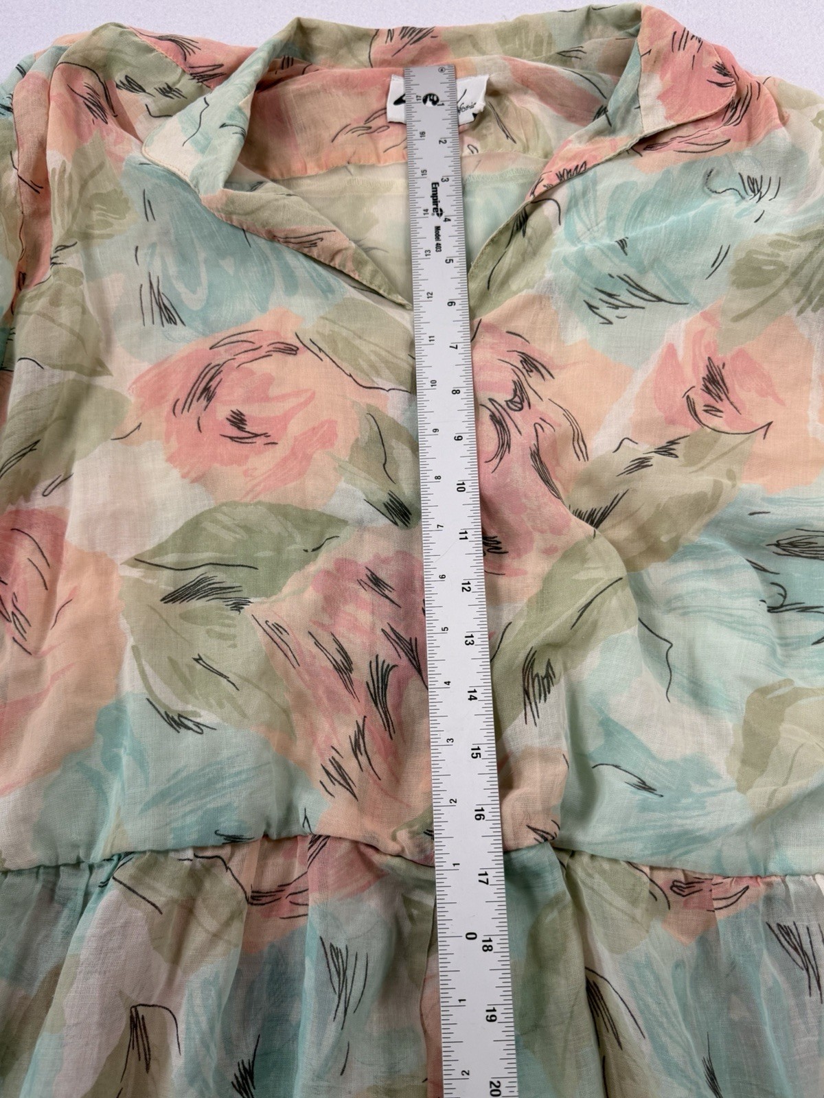 Vintage 1980s Willi of California Floral Chiffon Midi Dress Women’s Button Top