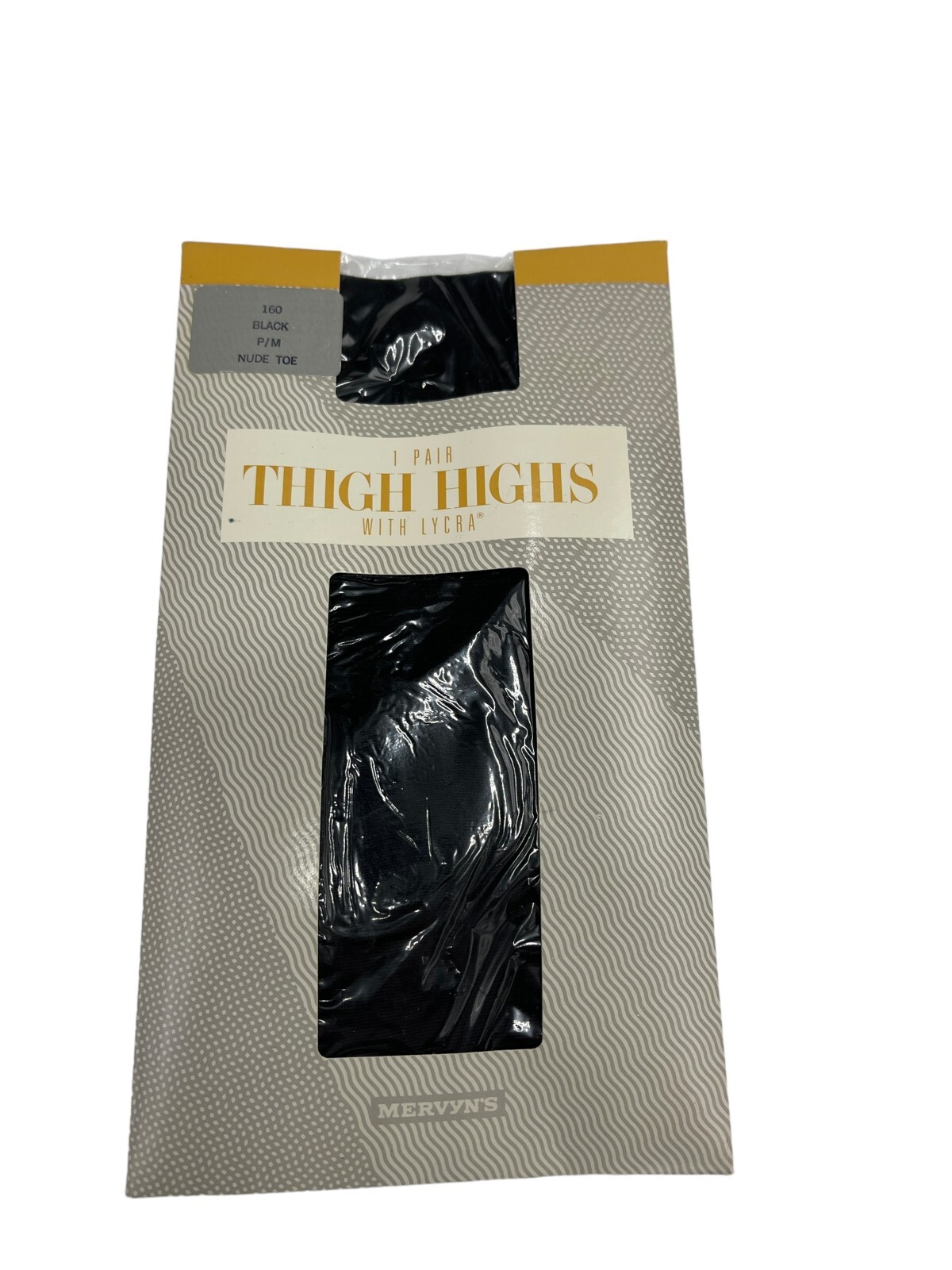 Vintage Mervyn’s Lycra 1 Pair Black Nude Toe Thigh High Pantyhose P/M Sissy