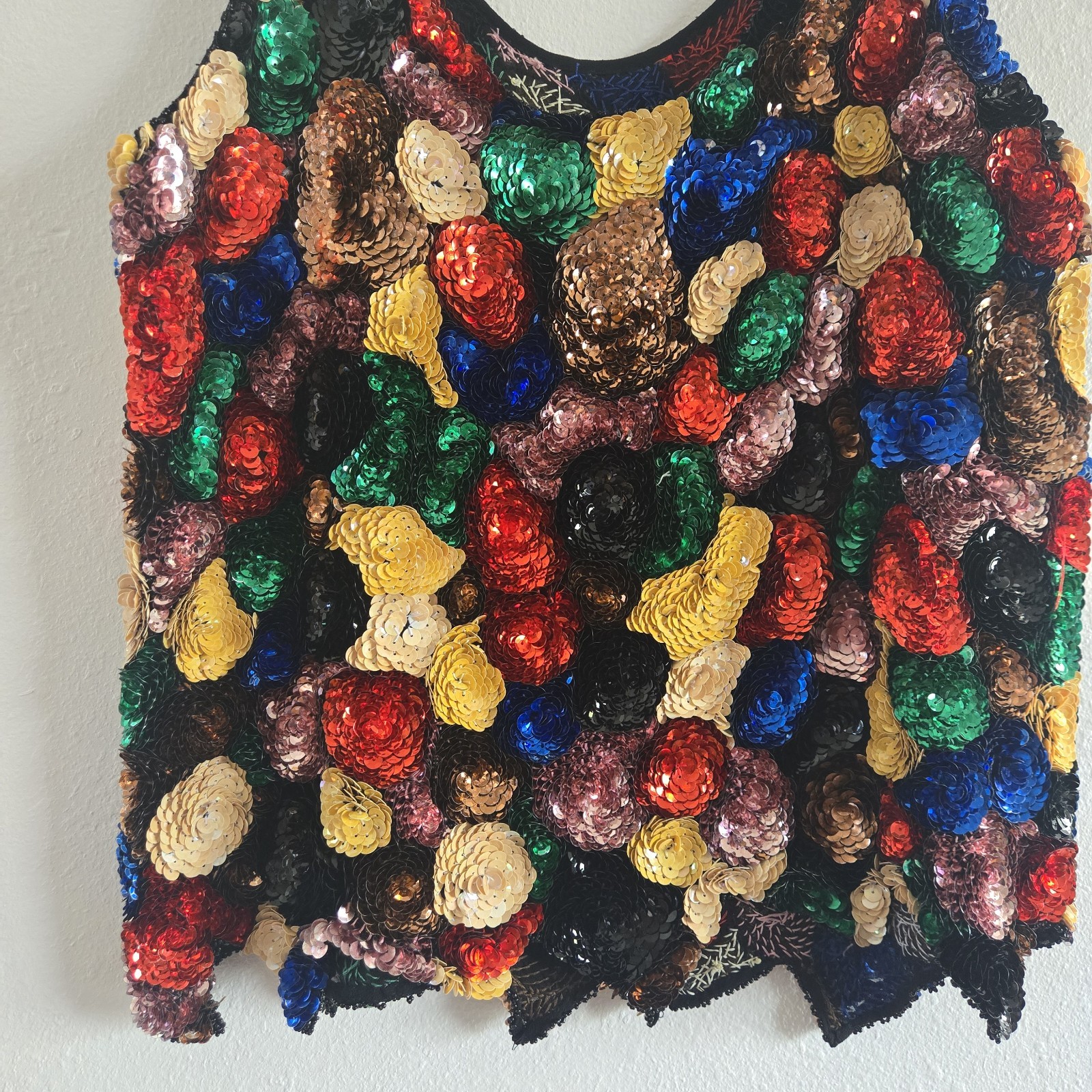 Vtg Sho Max Originals Tank Top Sequence Pure Silk Size Medium