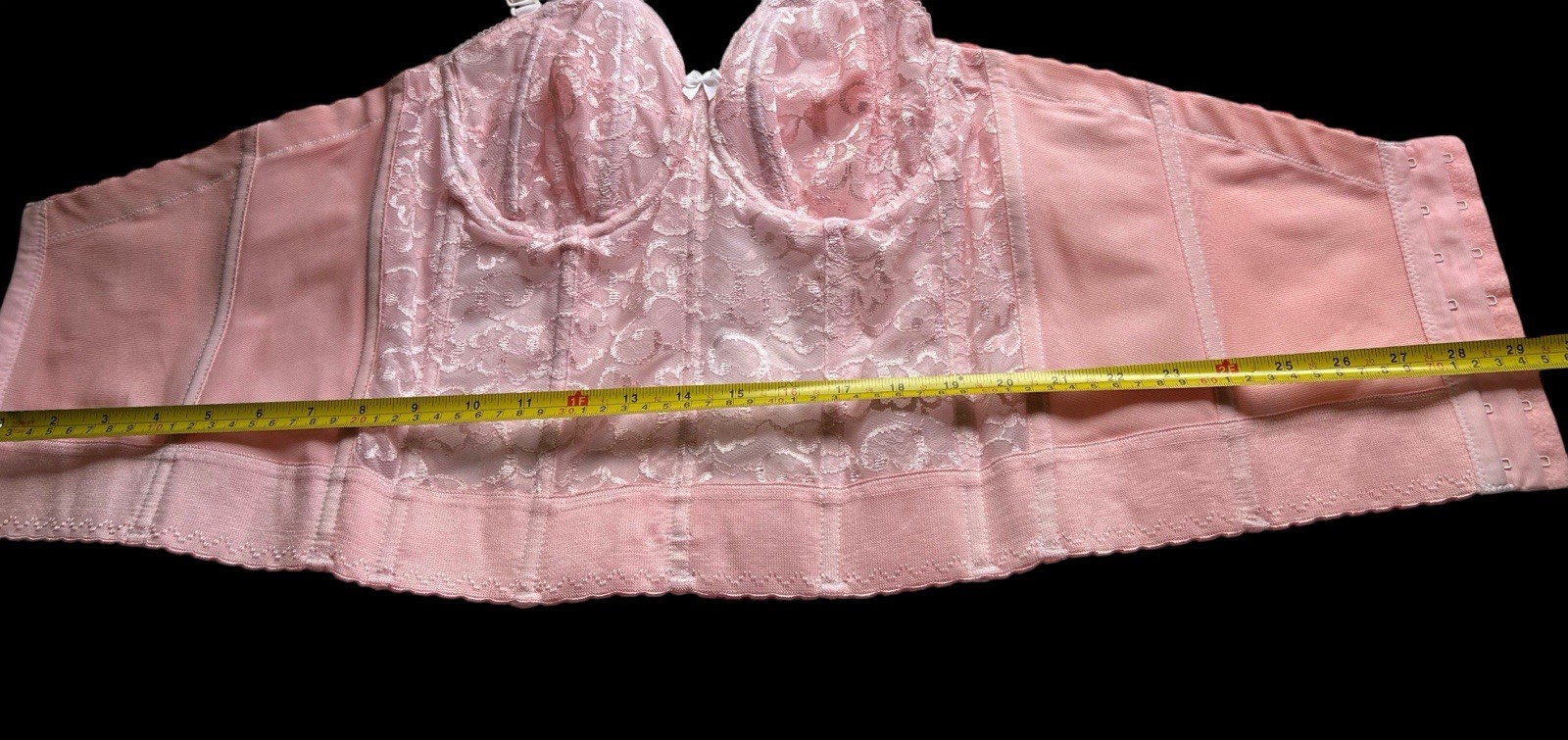 Vintage Corset Bustier Pink Lingerie Bra Crop Top Romantic Coquette Lace 36B Bra