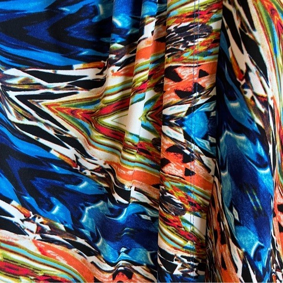 ROBBIE BEE Vintage 90’s Size Large Faux Wrap Dress Art to Wear Color Splash