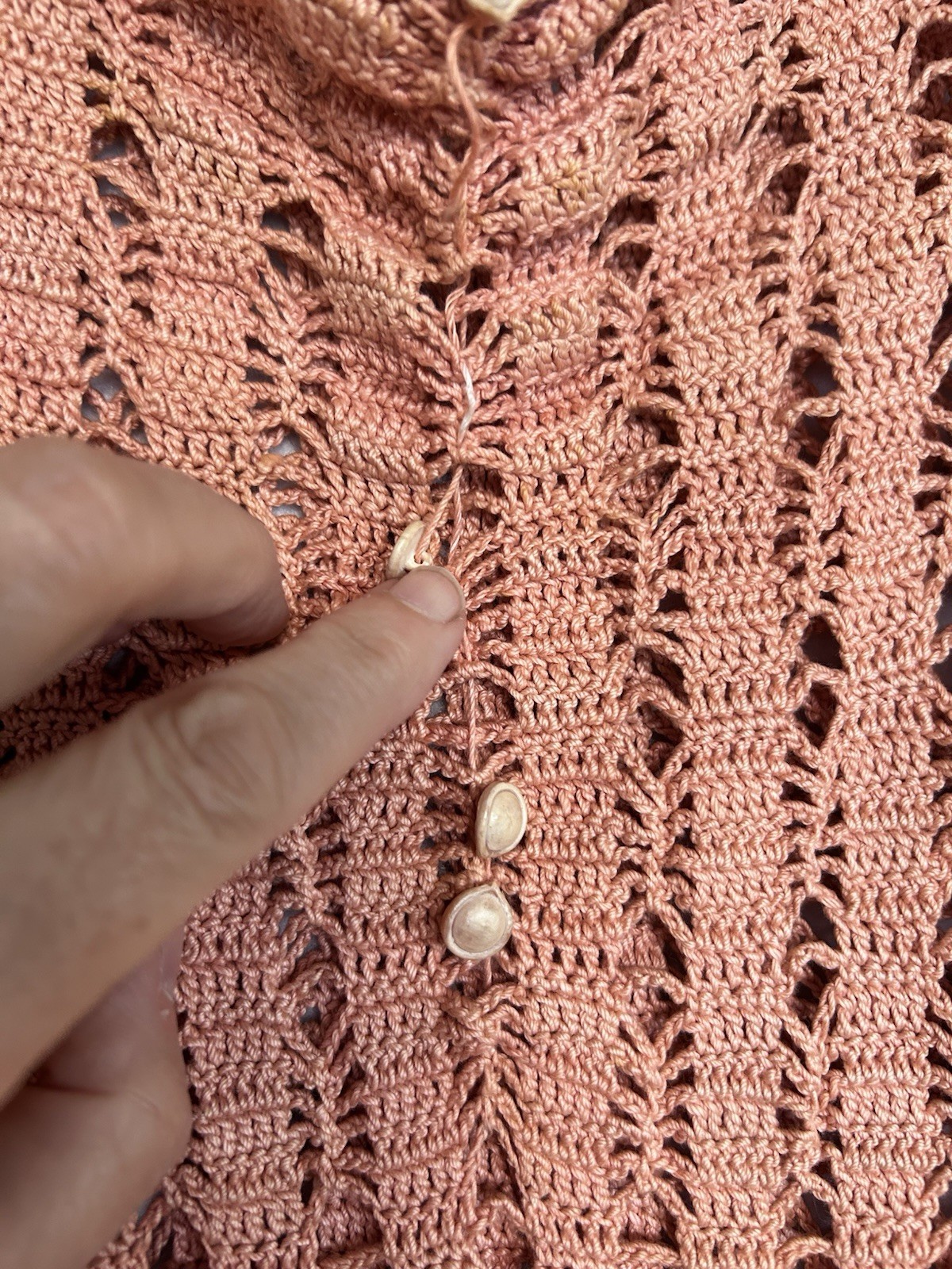 Vintage 1930s 40s Pink Crochet Dress Midi Stretch Art Deco Knit Flapper Sz M